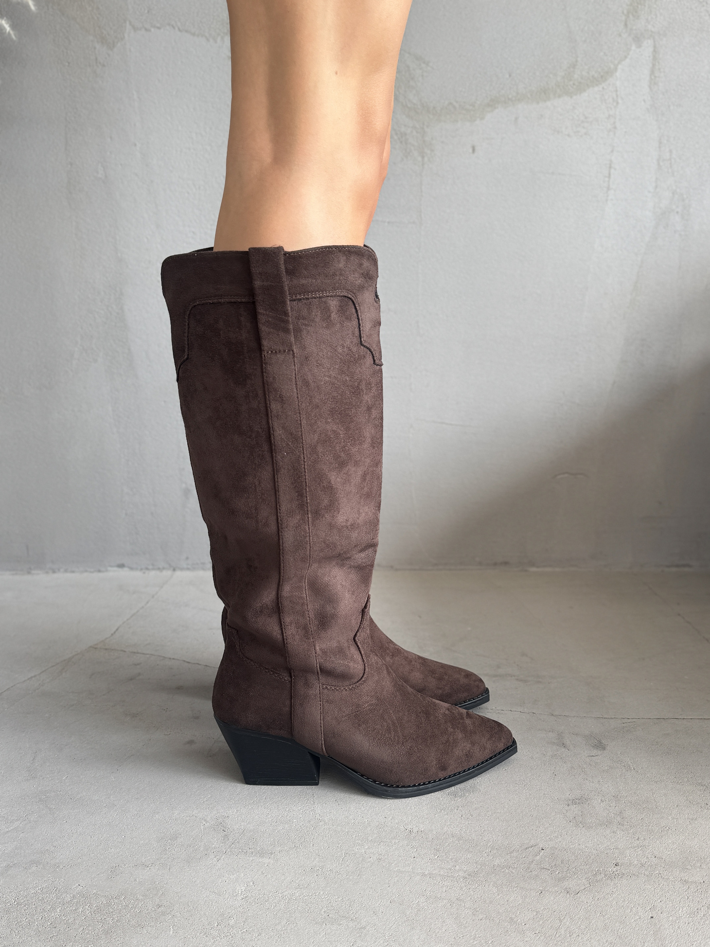 Сапоги казаки женские экозамша еврошерсть