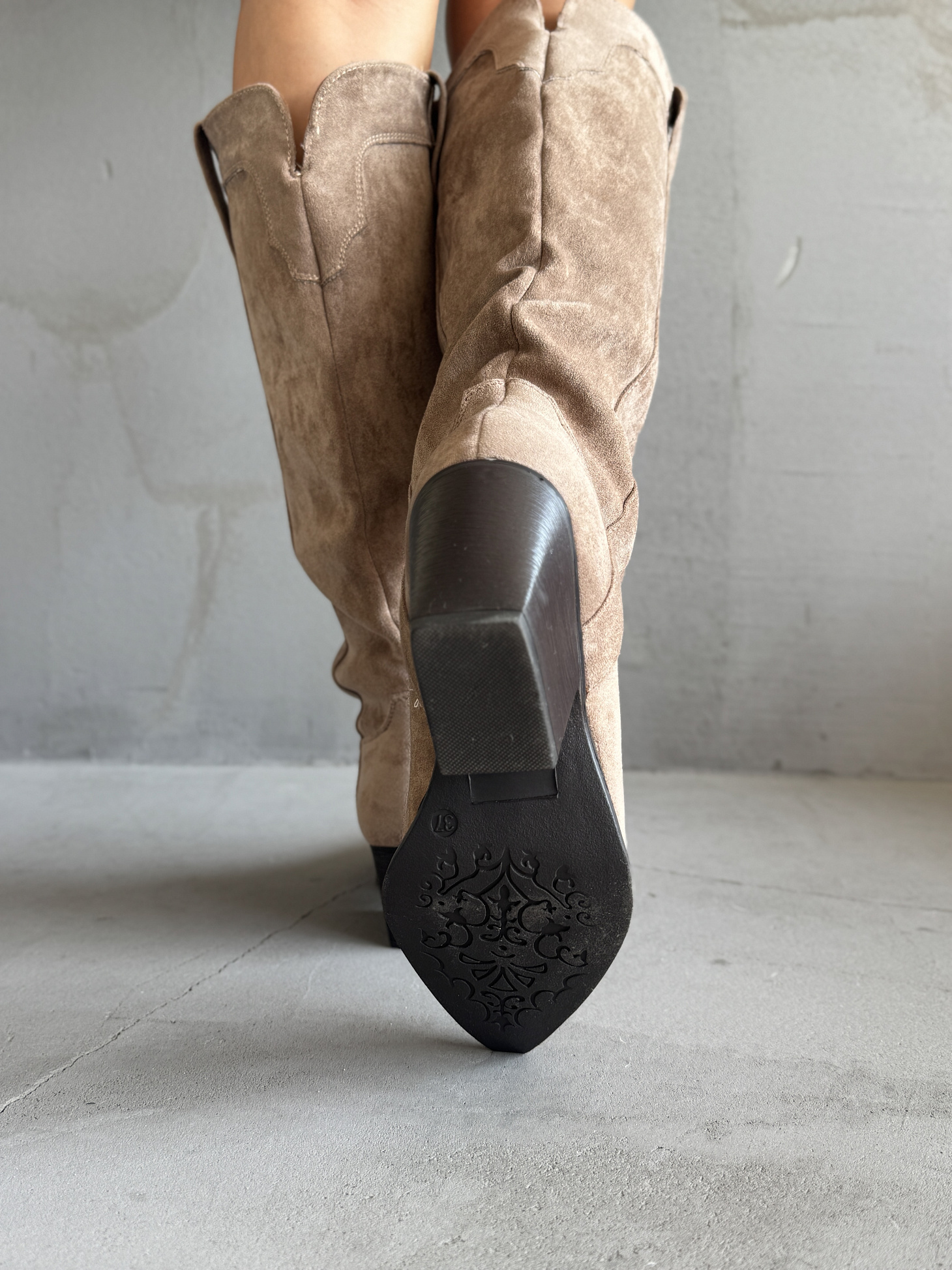 Сапоги казаки женские экозамша еврошерсть