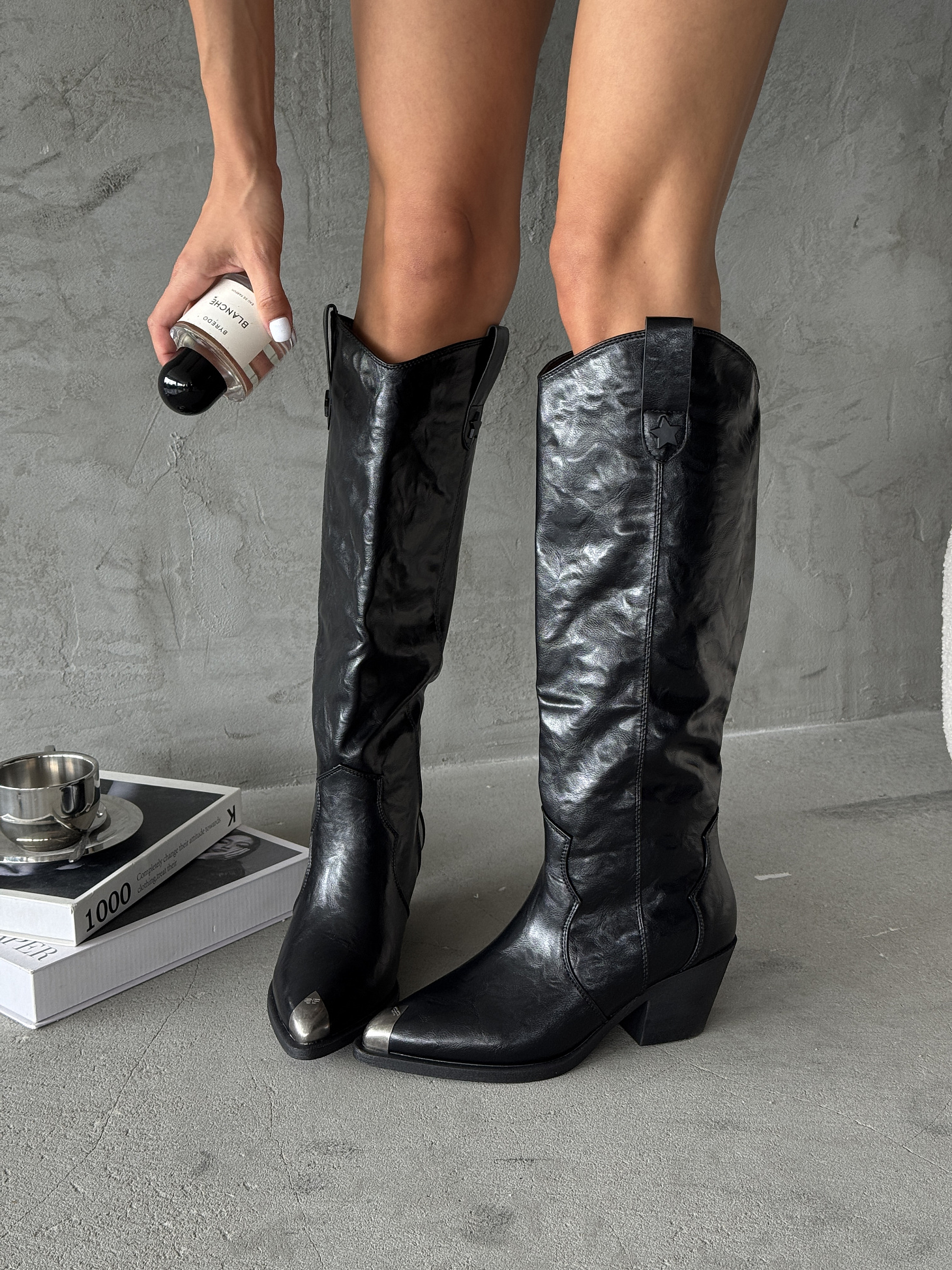 Сапоги казаки женские экокожа шерсть