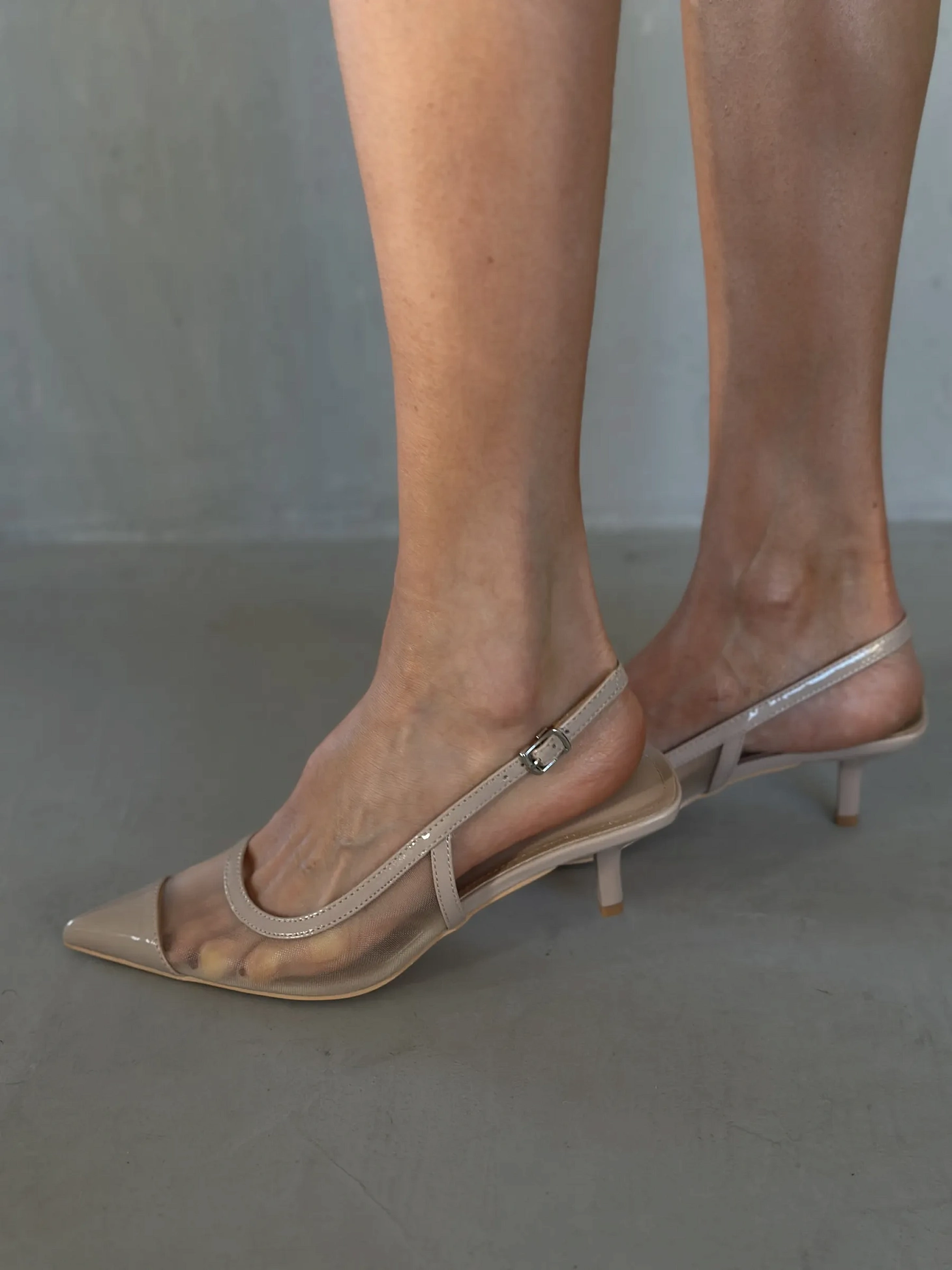 Туфли на каблуке с открытой пяткой лодочки сетка