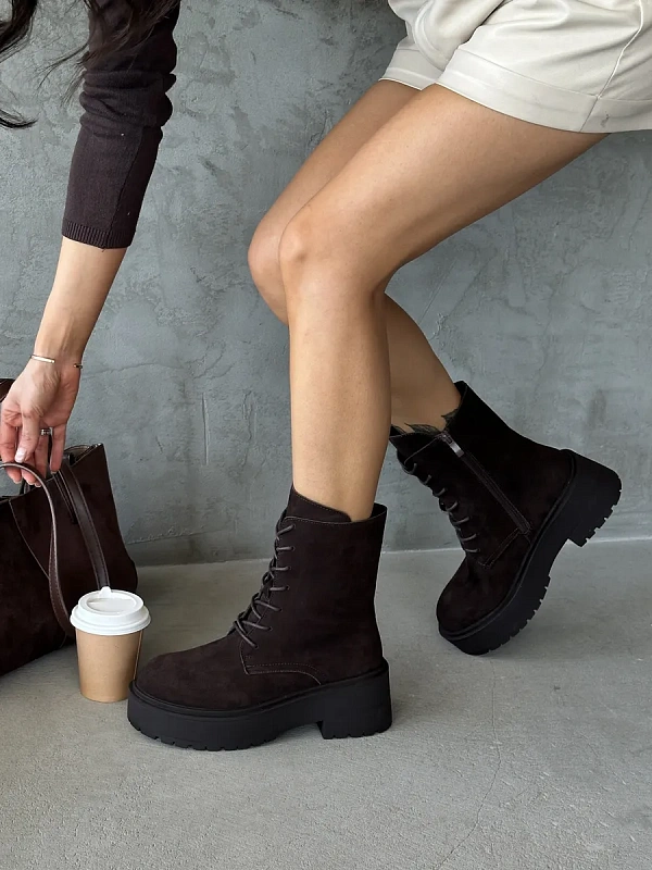 Ботинки женские натуральная замша шерсть