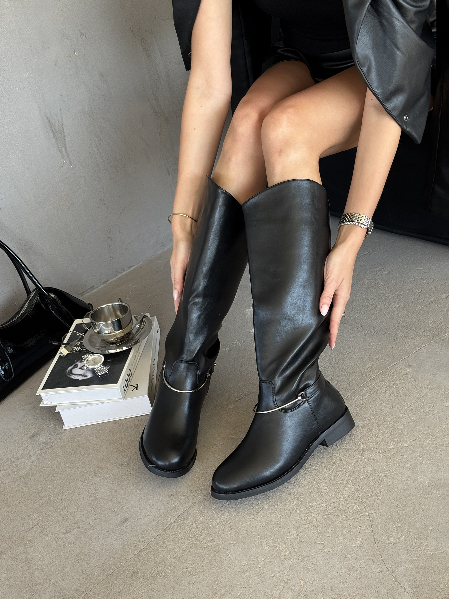 Сапоги женские экокожа шерсть