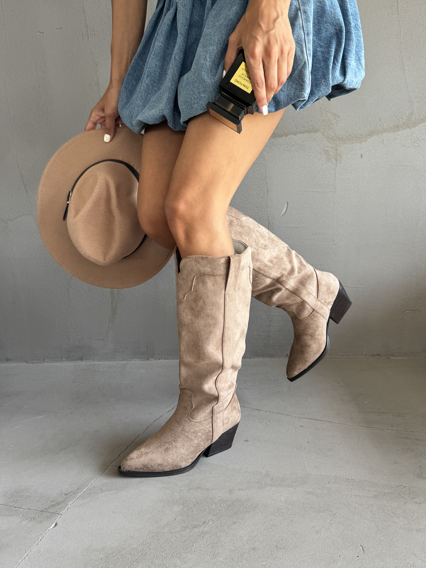 Сапоги казаки женские экозамша еврошерсть