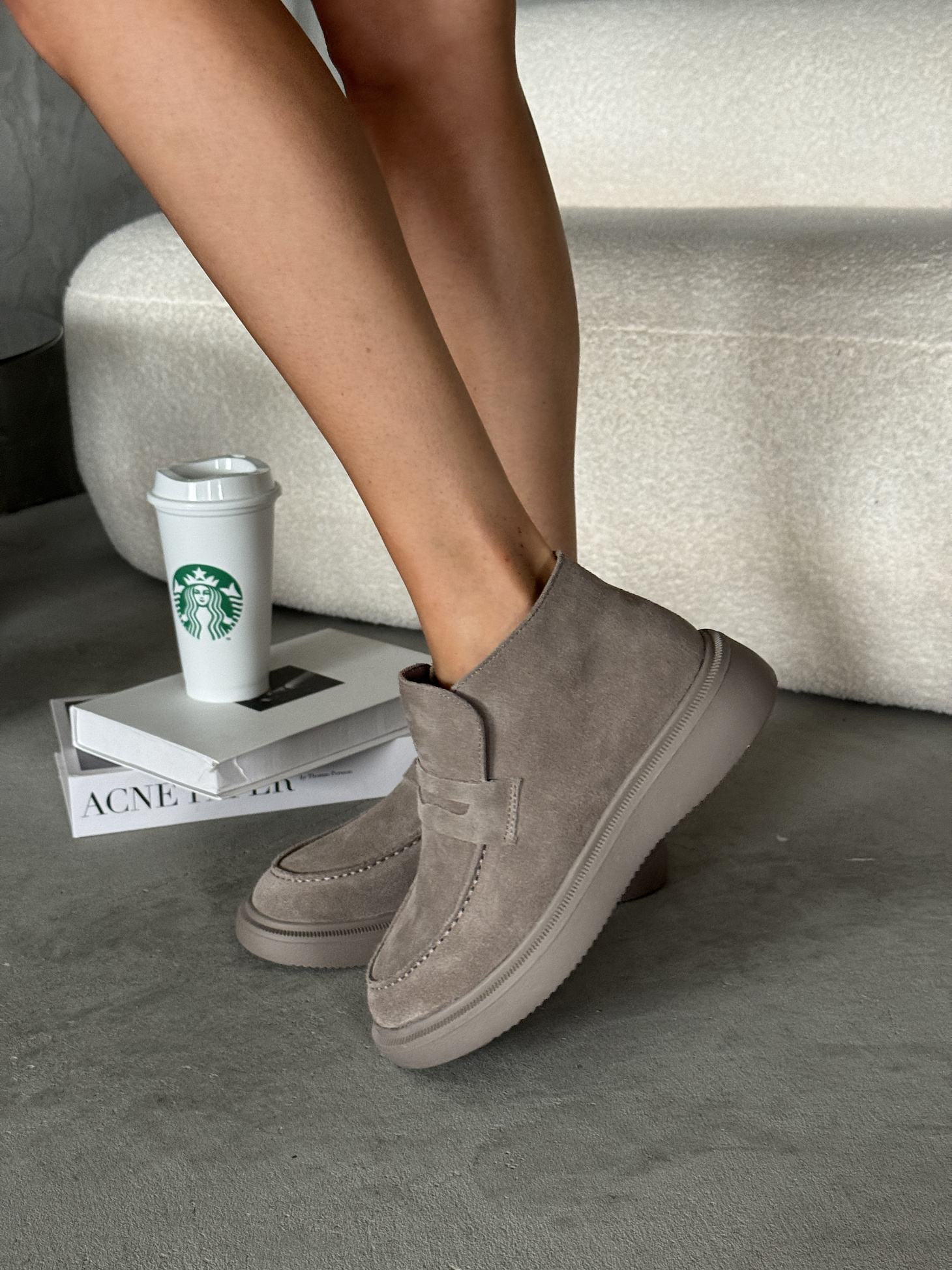 Ботинки женские натуральная замша шерсть