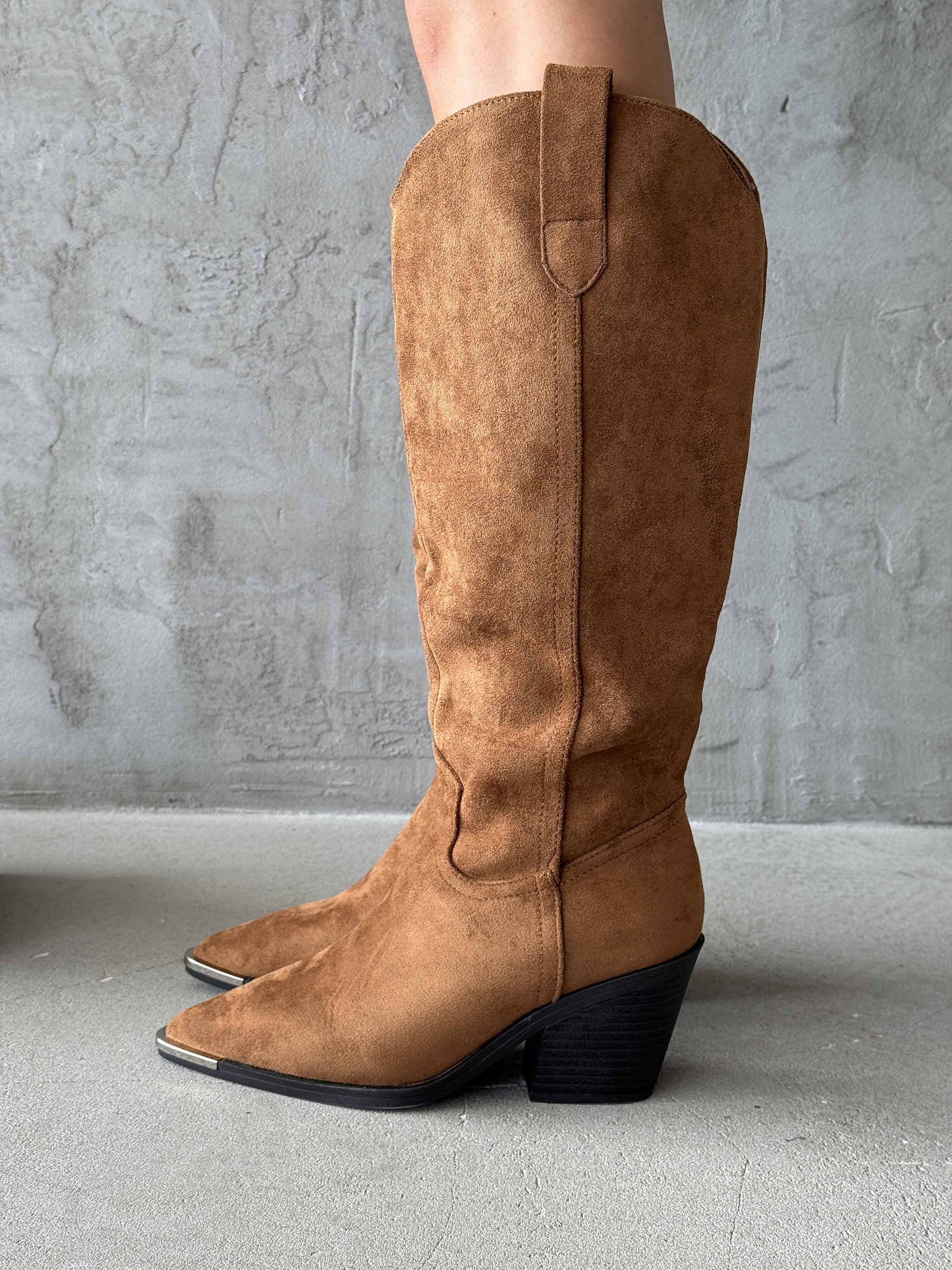 Сапоги казаки женские экозамша шерсть