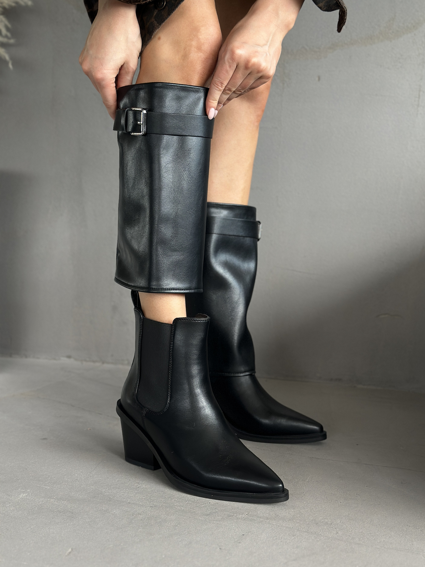 Сапоги-трансформеры женские экокожа шерсть