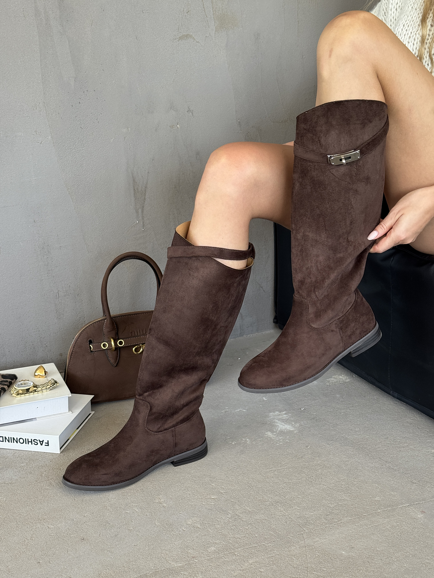 Сапоги женские экозамша