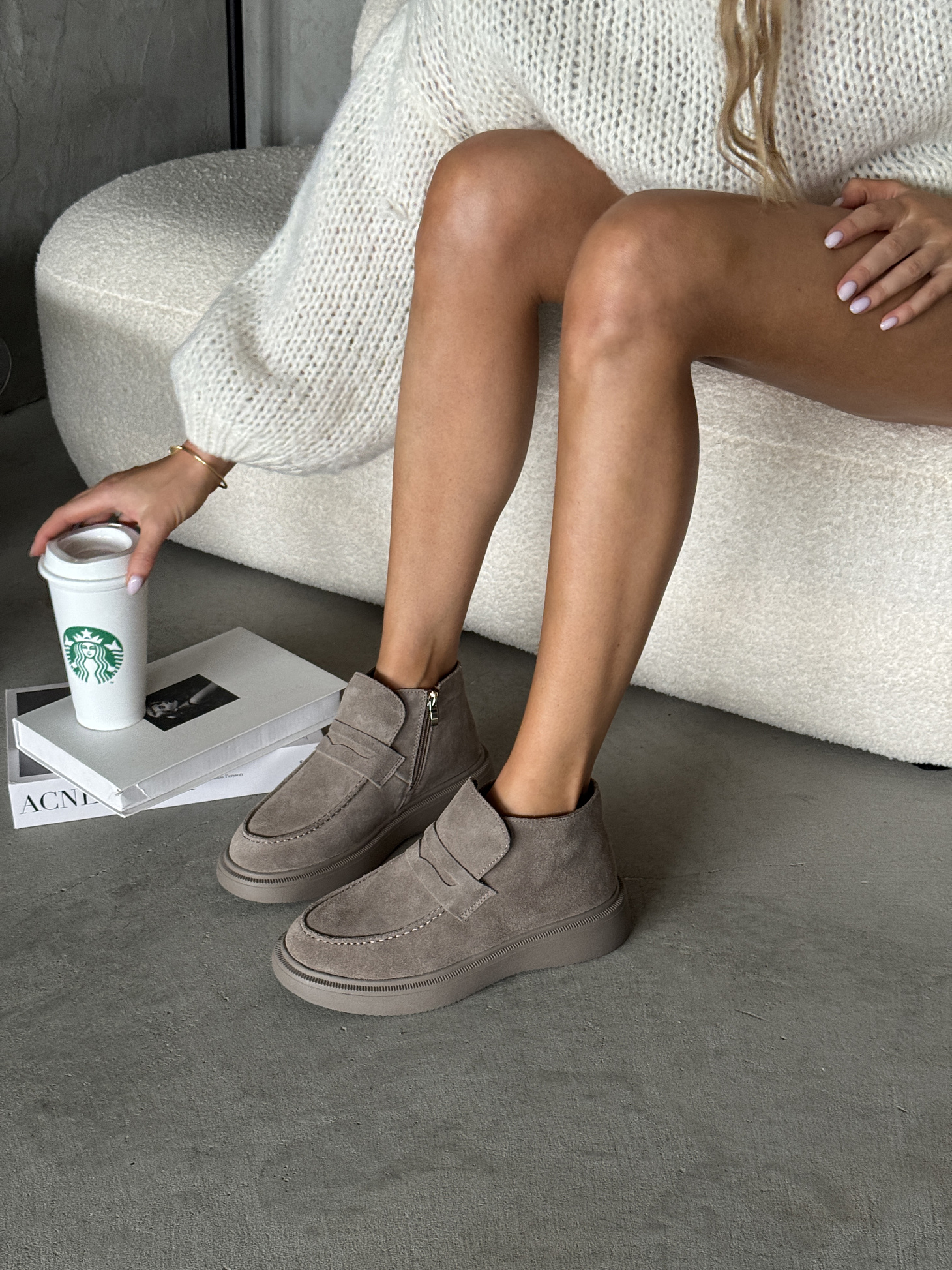 Ботинки женские натуральная замша шерсть