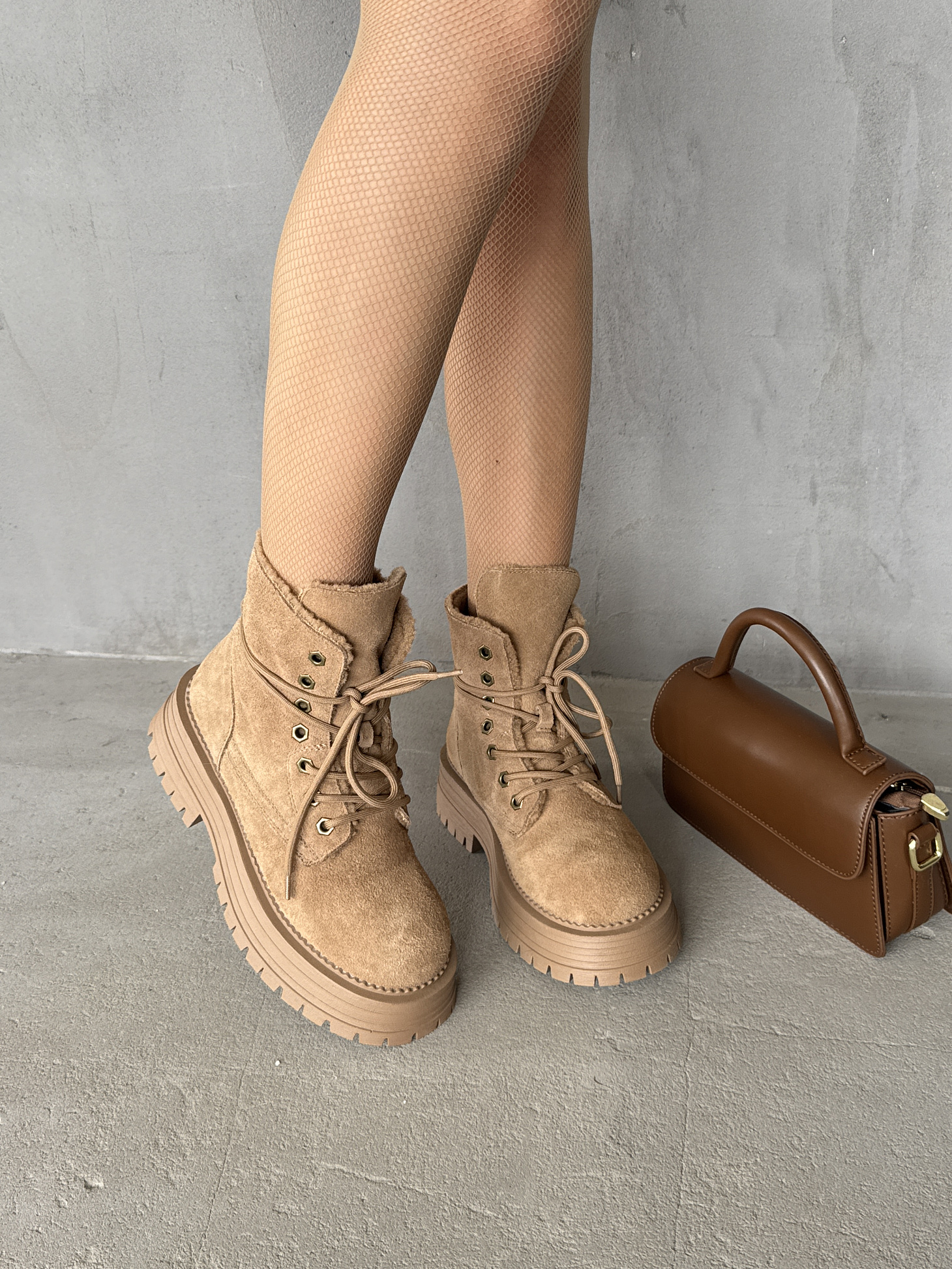 Ботинки женские натуральная замша шерсть