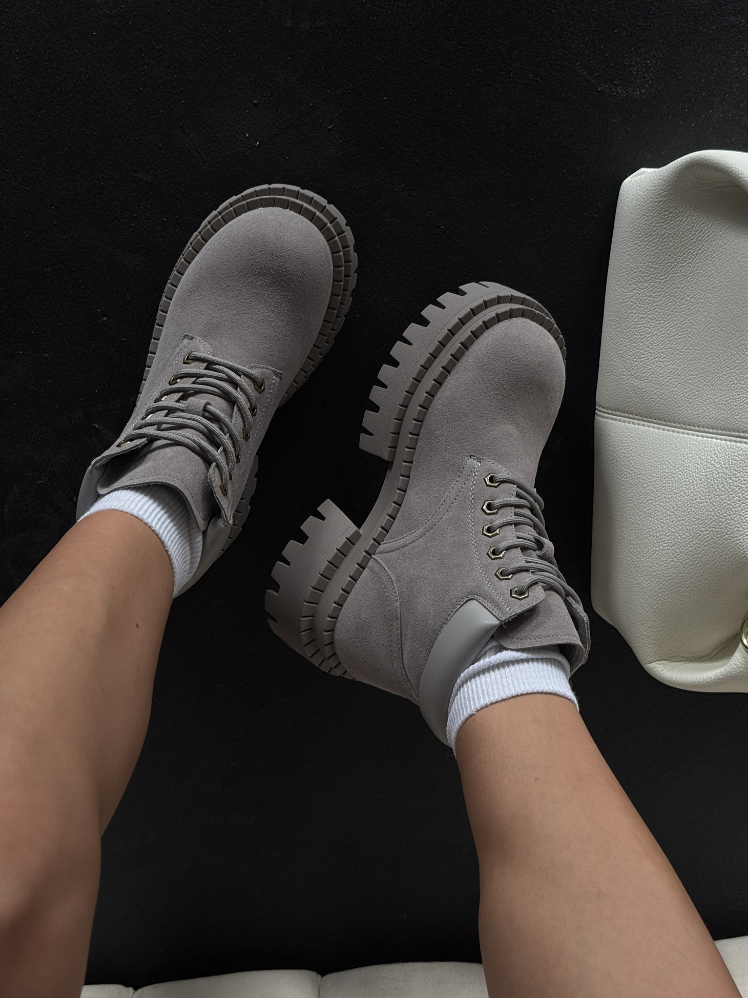 Ботинки женские натуральная замша шерсть