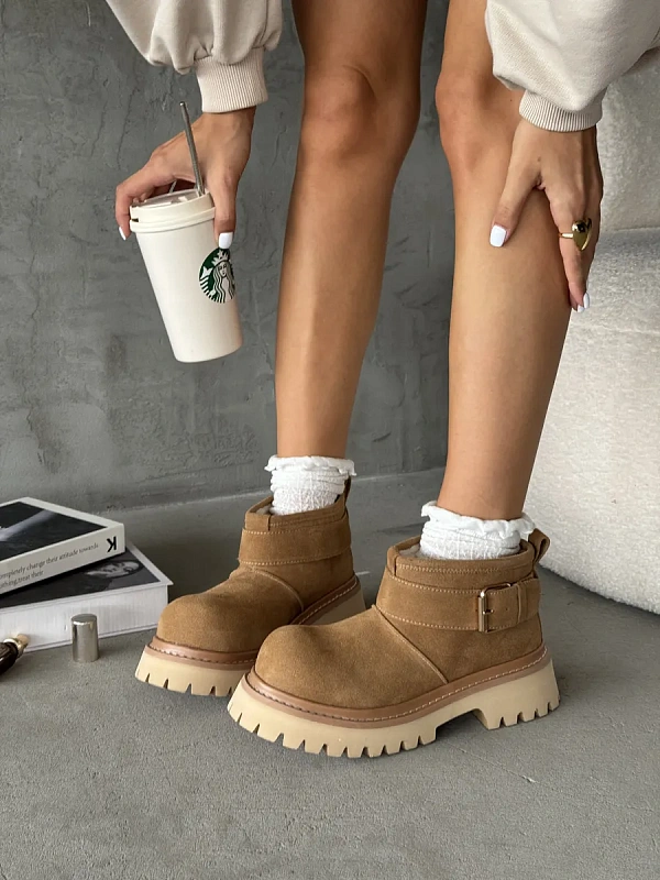 Ботинки женские натуральная замша шерсть