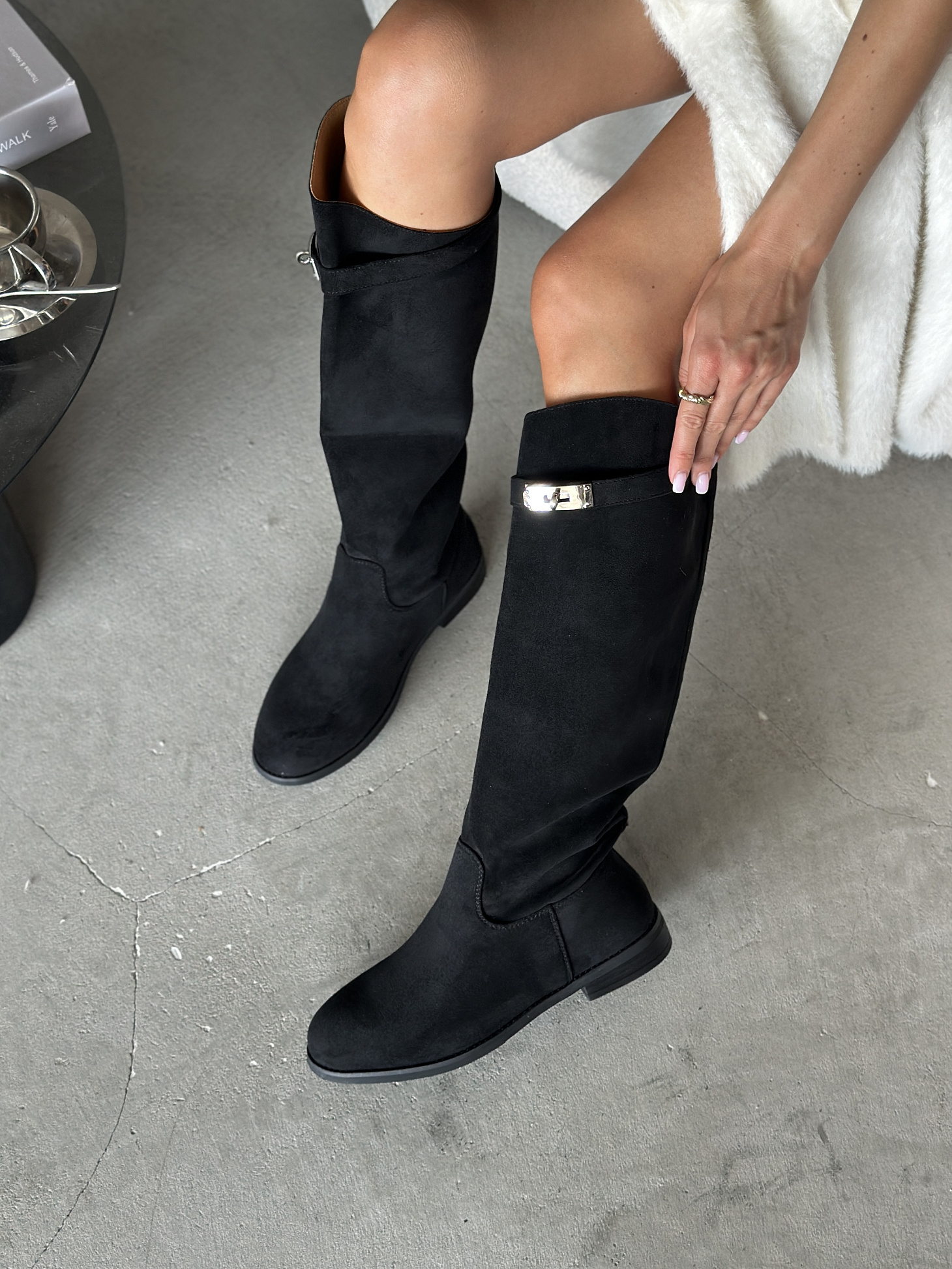 Сапоги женские экозамша