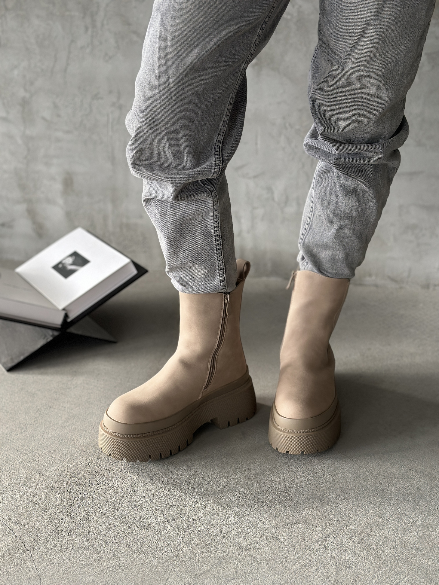 Ботинки женские экозамша шерсть