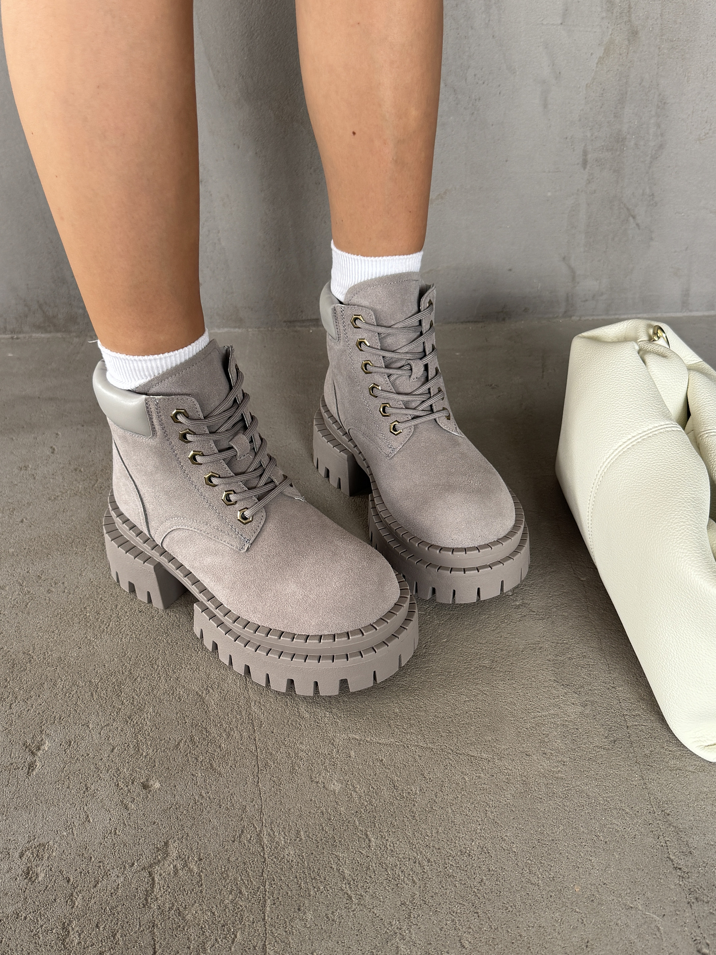 Ботинки женские натуральная замша шерсть