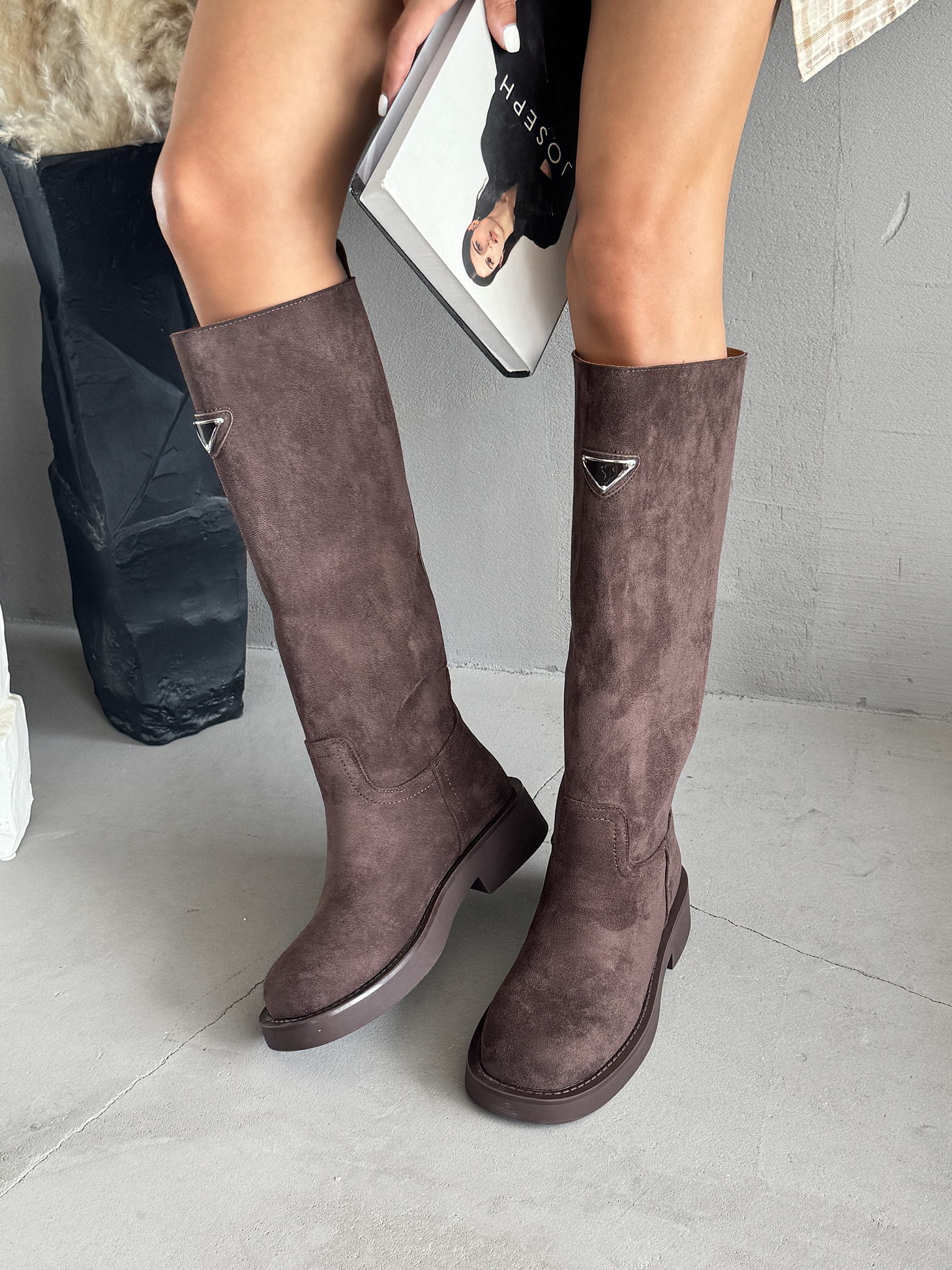 Сапоги женские экозамша еврошерсть