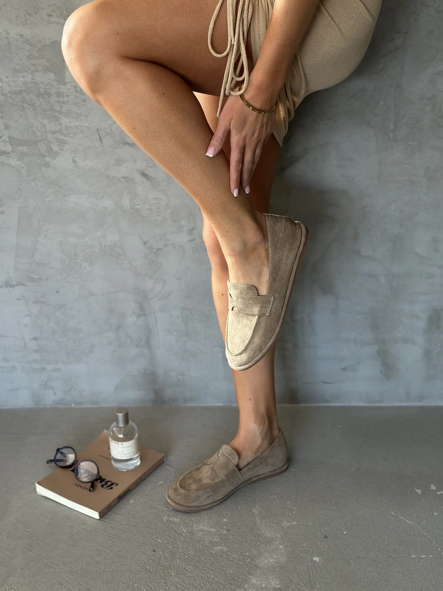 Лоферы женские бежевые летние