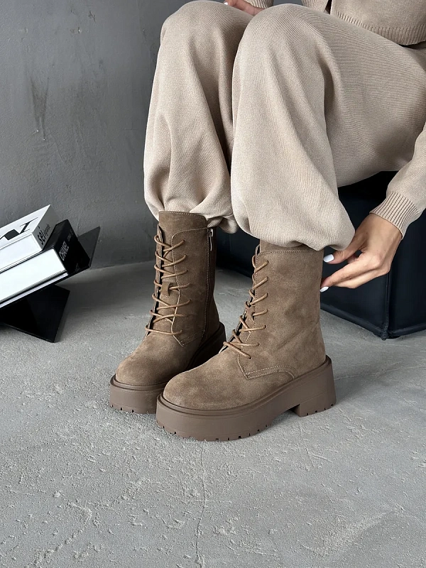 Ботинки женские натуральная замша шерсть