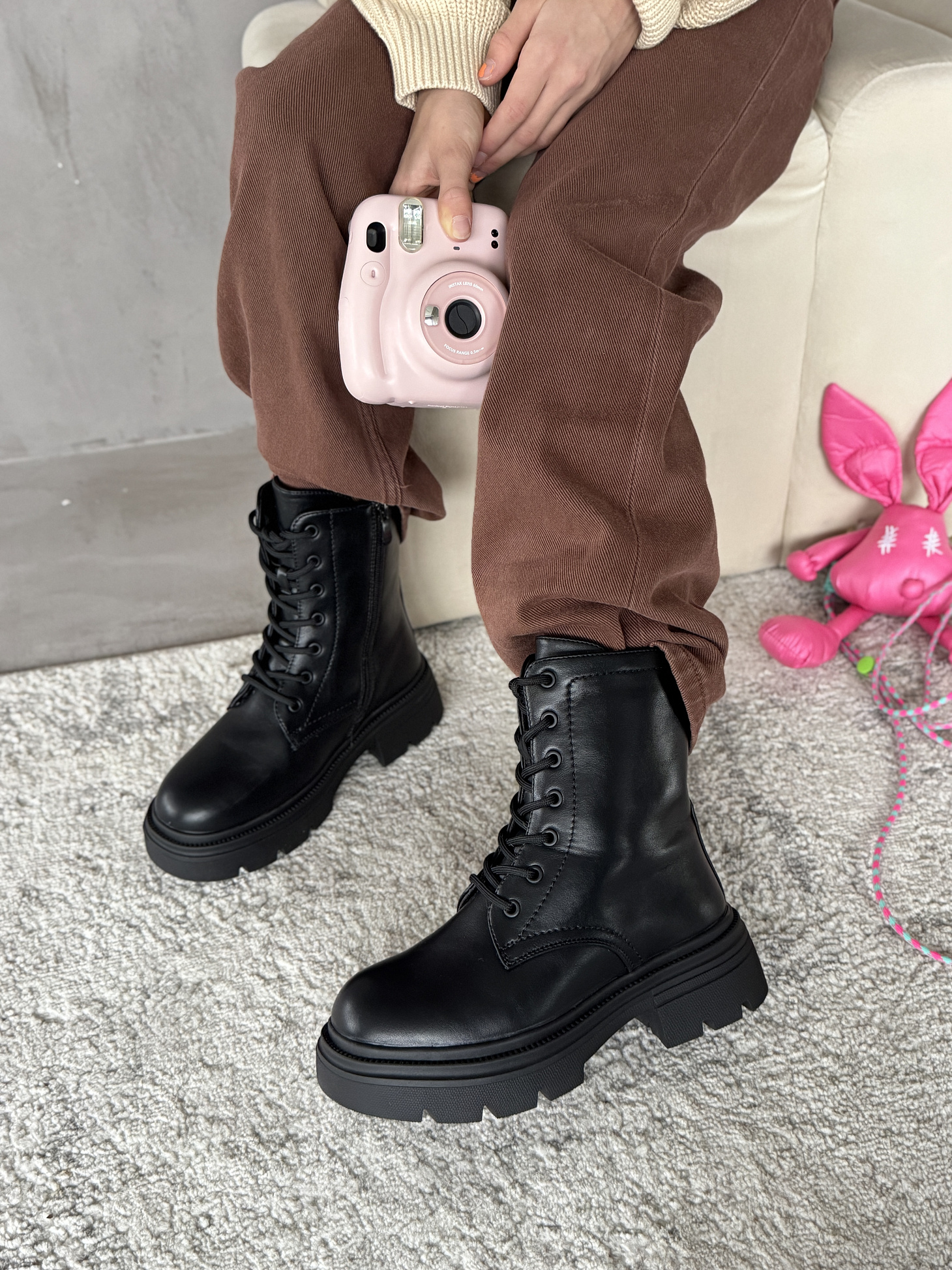 Ботинки детские экокожа шерсть