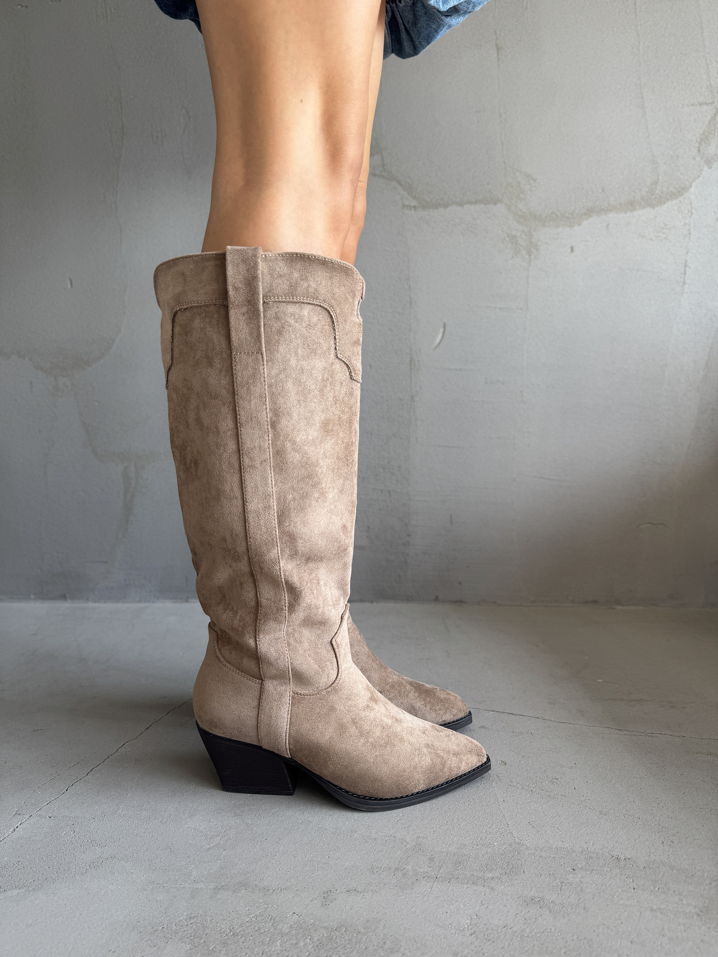 Сапоги казаки женские экозамша еврошерсть