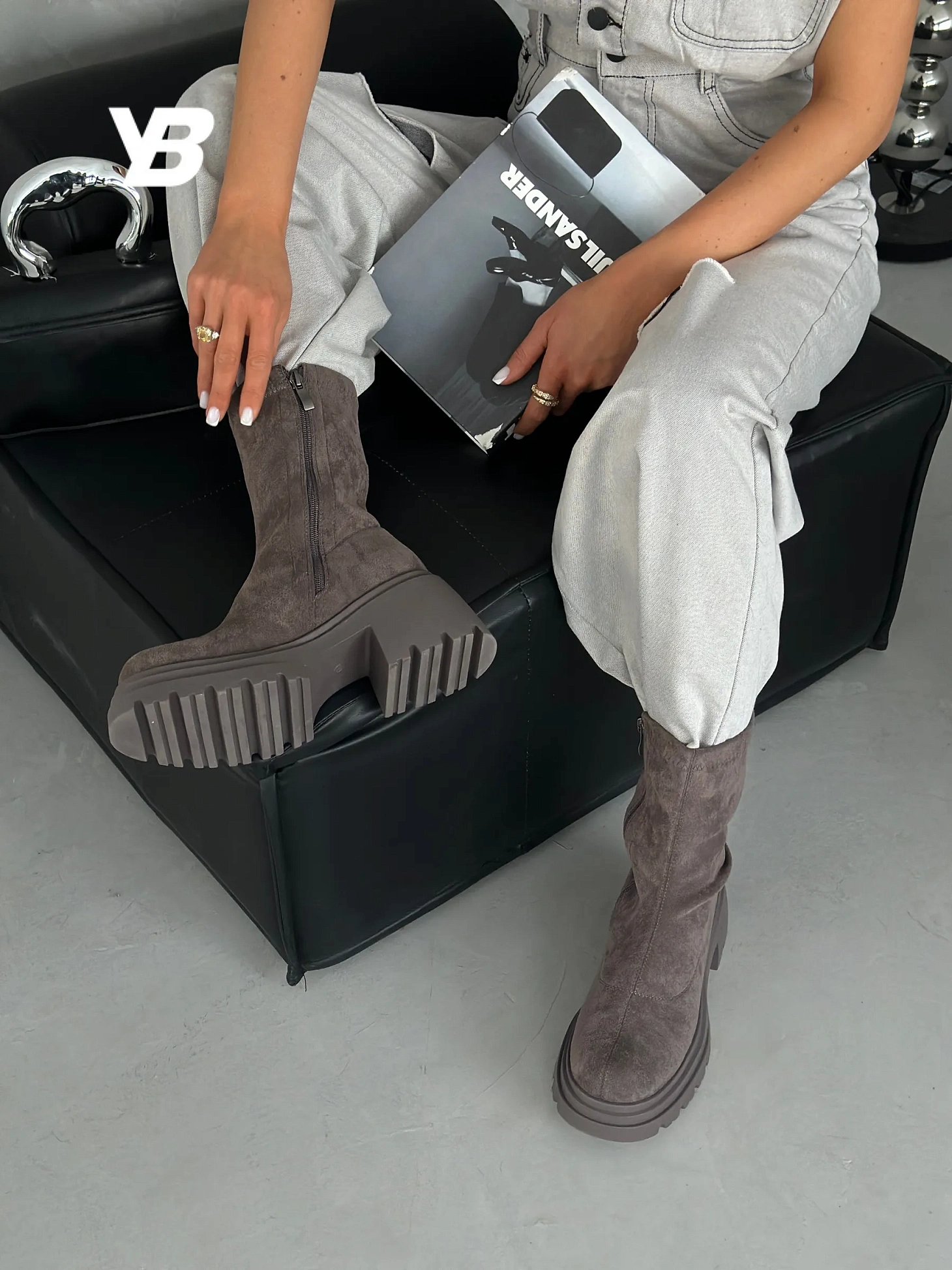 Ботинки женские экозамша