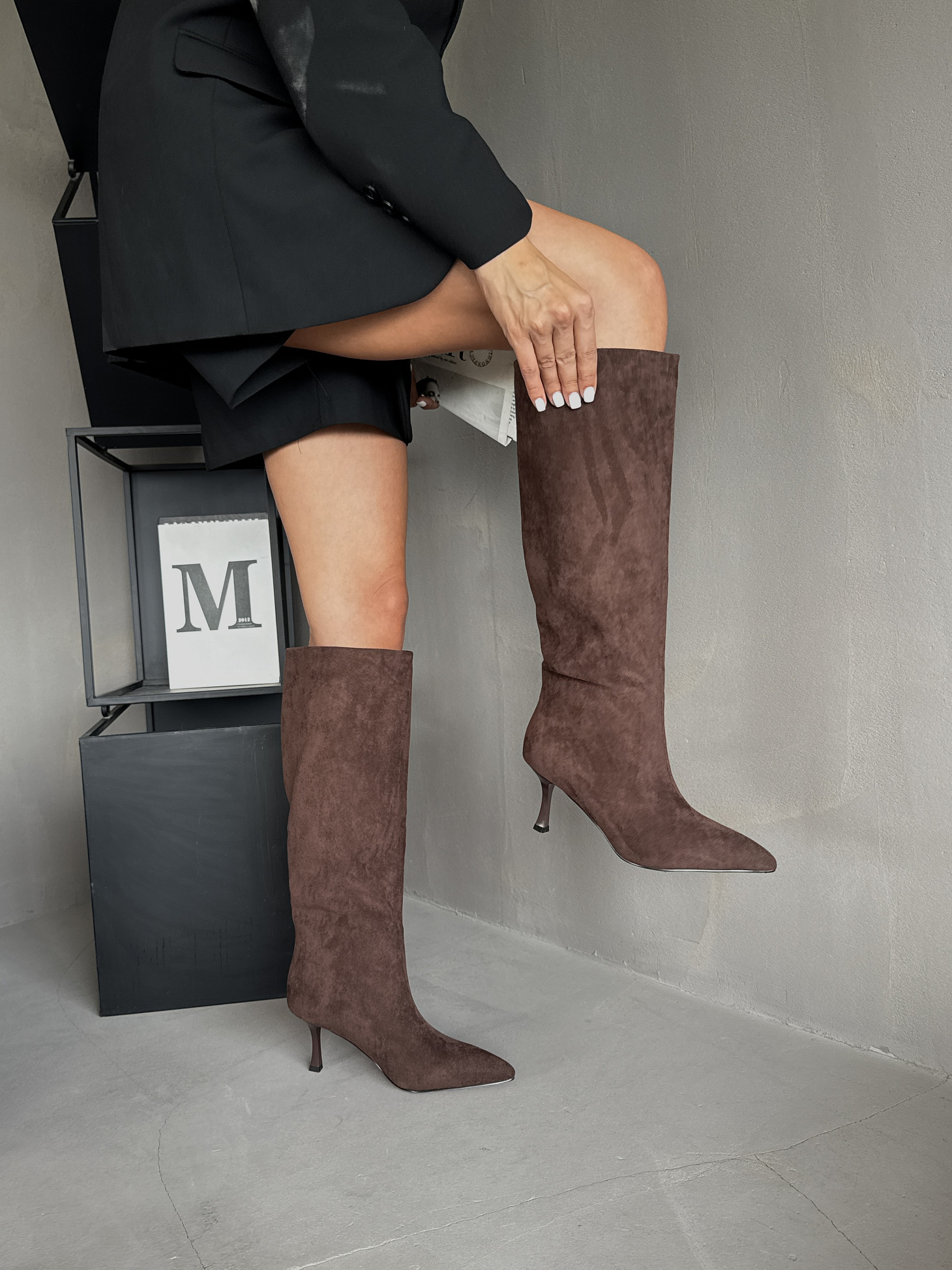 Сапоги женские экозамша