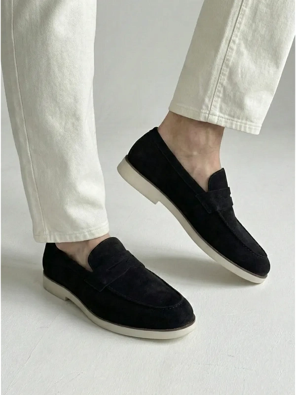 Замшевые лоферы мужские классические на платформе