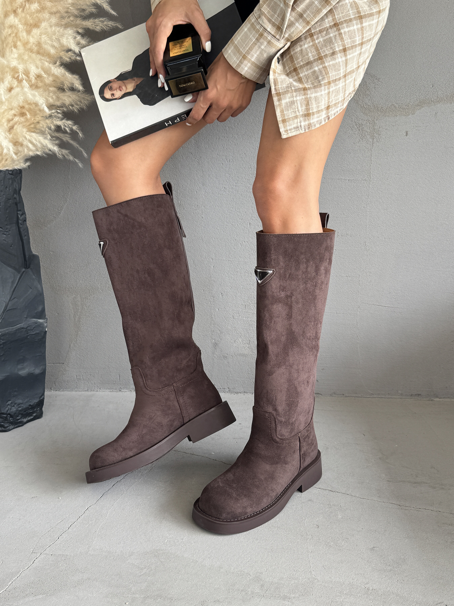 Сапоги женские экозамша еврошерсть