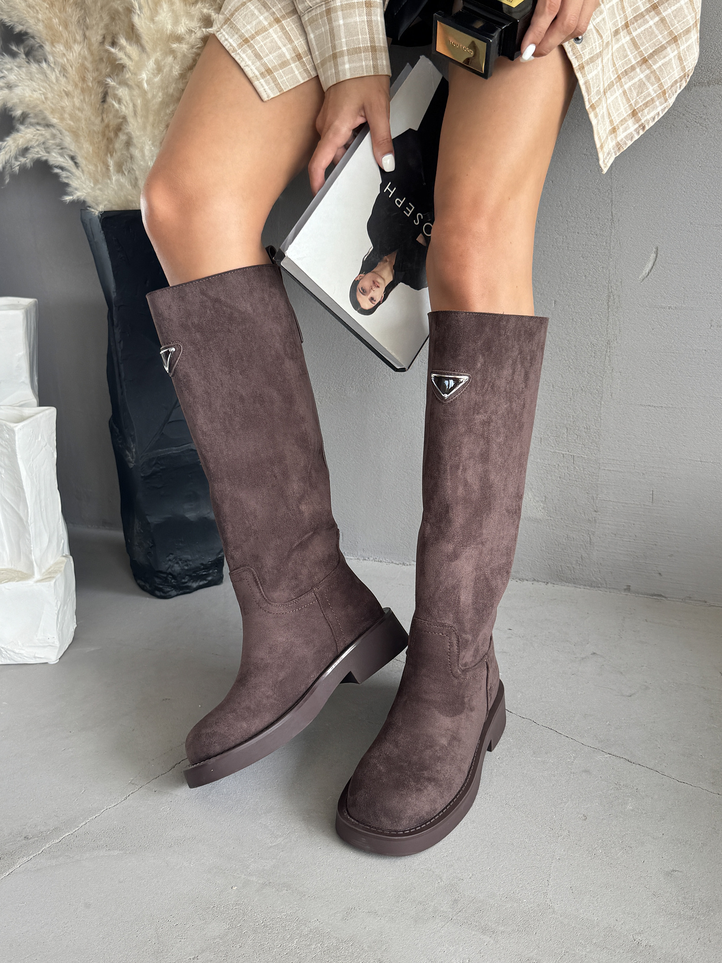 Сапоги женские экозамша еврошерсть