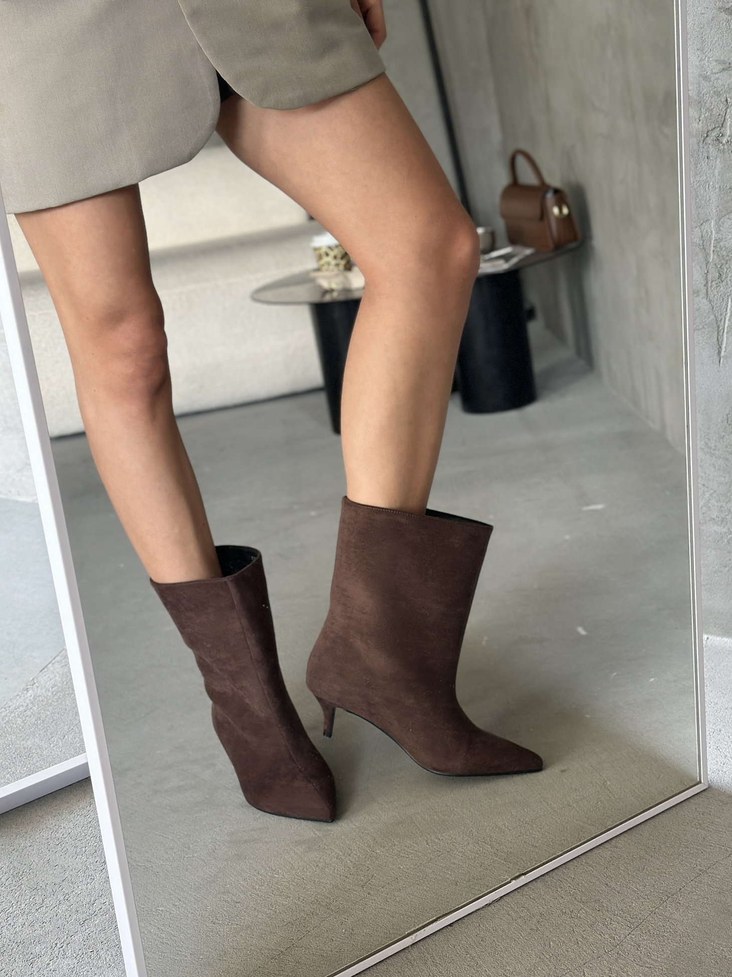 Ботильоны женские экозамша