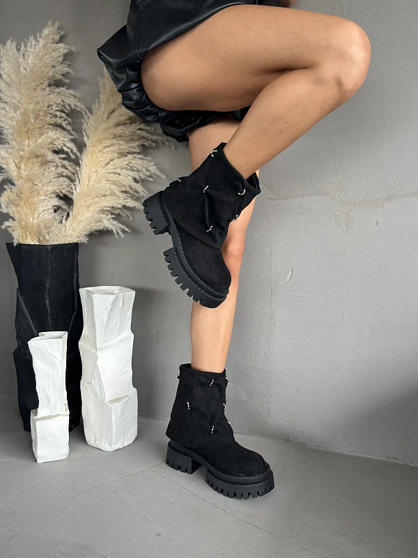 Ботинки женские экозамша шерсть