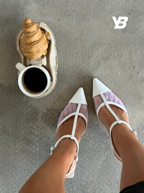 Туфли на каблуке с открытой пяткой лодочки