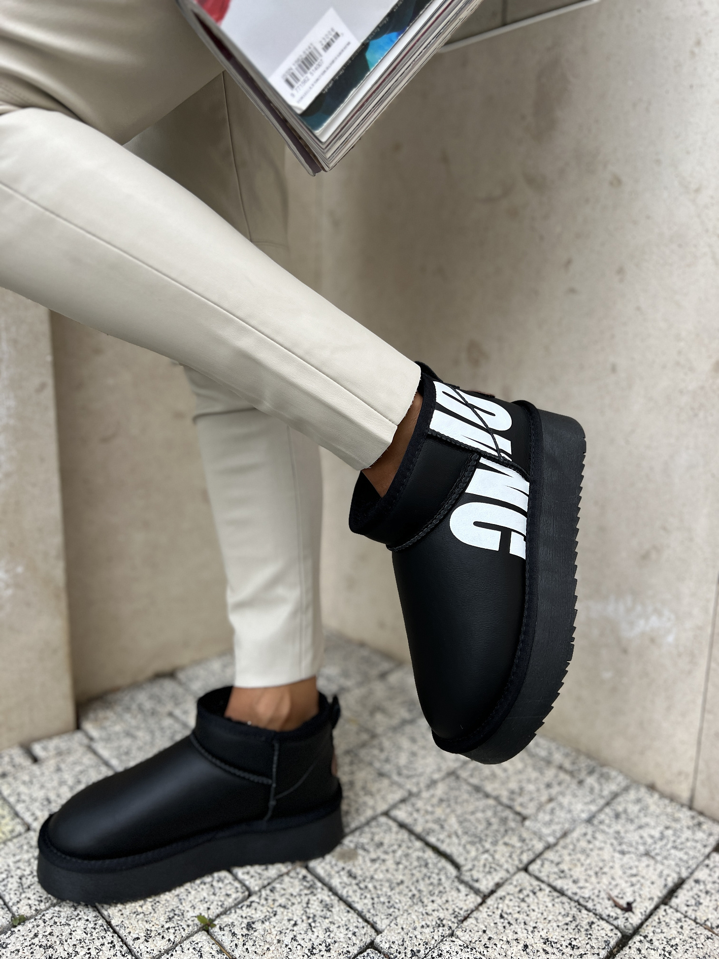 Угги женские кожа шерсть