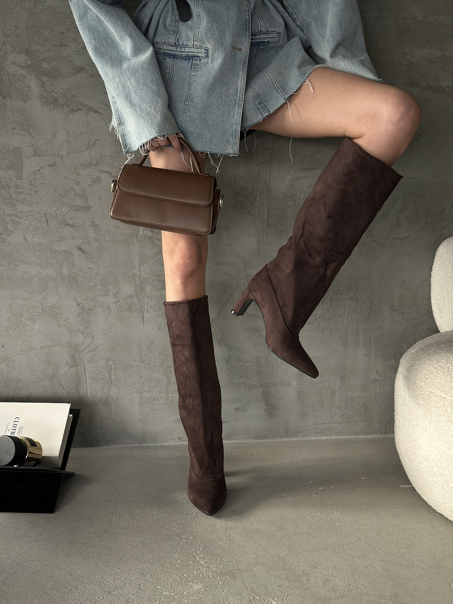 Сапоги женские экозамша