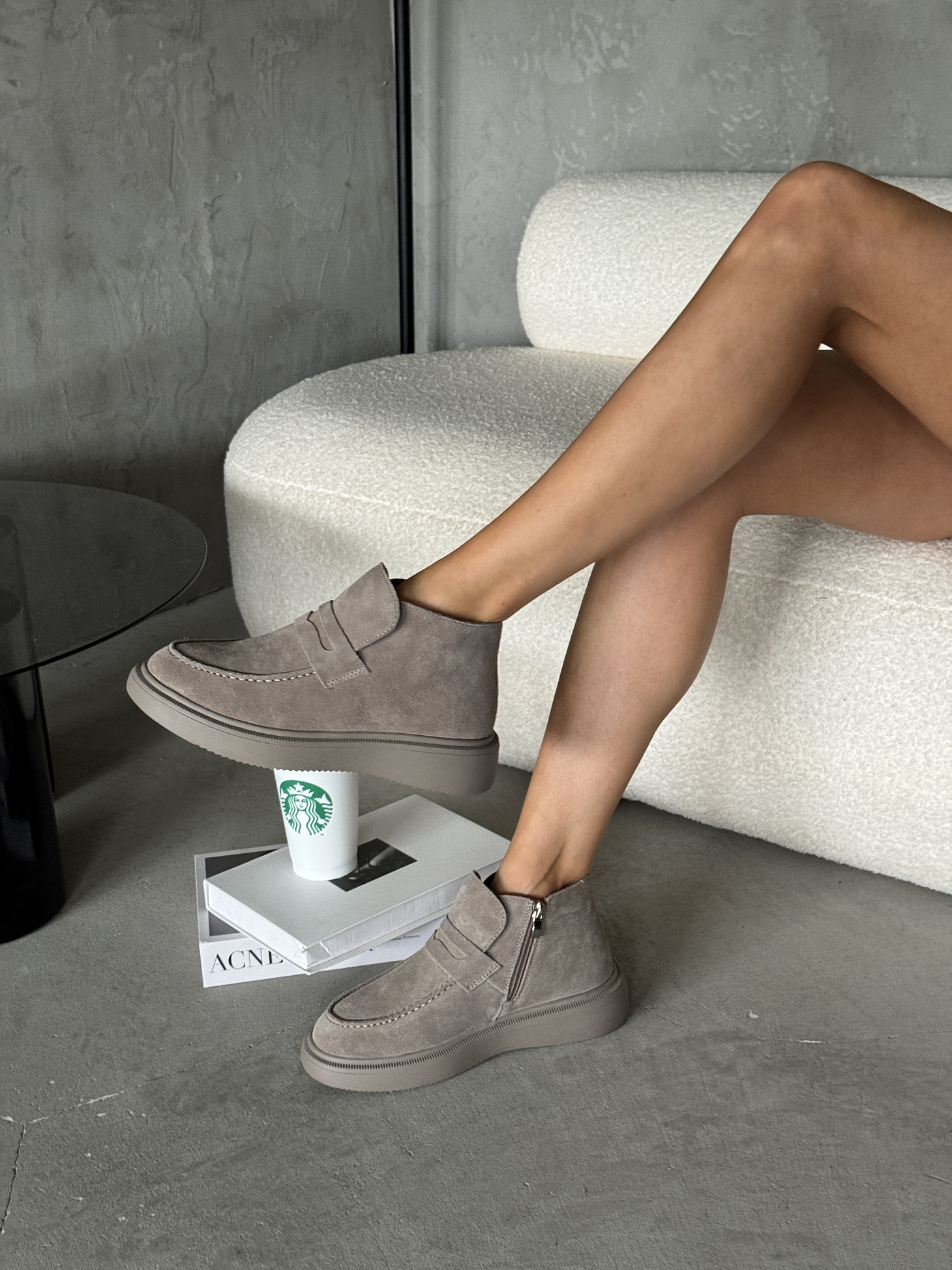 Ботинки женские натуральная замша шерсть