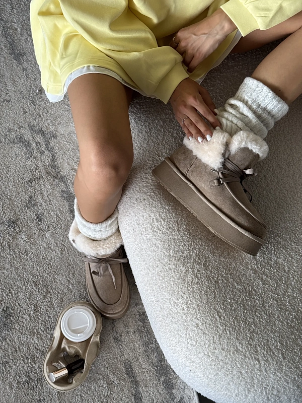 Ботинки женские экозамша шерсть