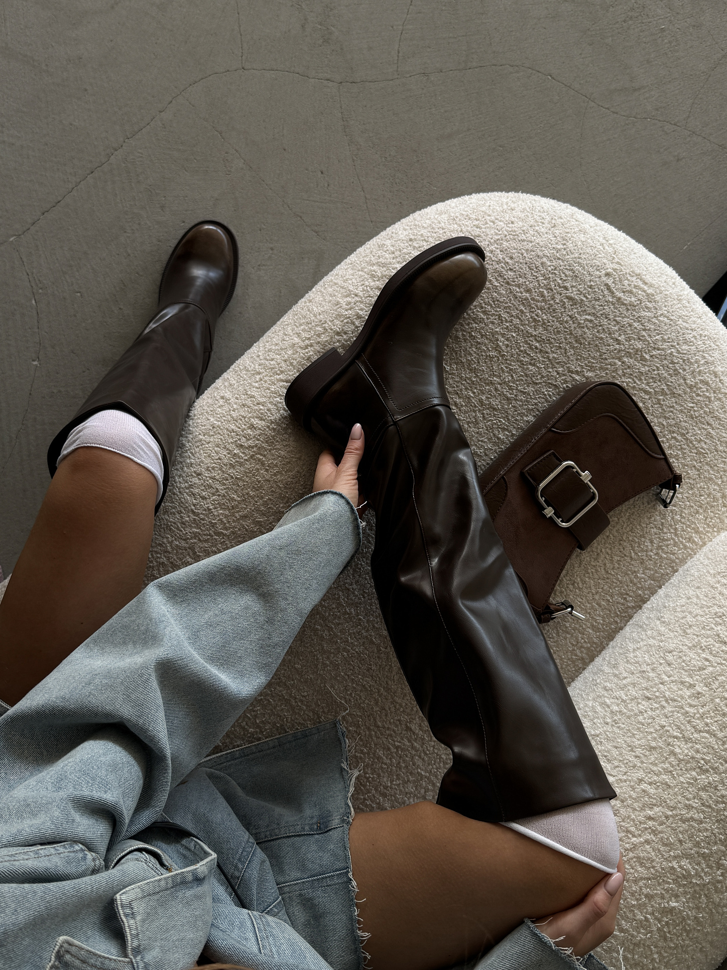 Сапоги женские экокожа шерсть