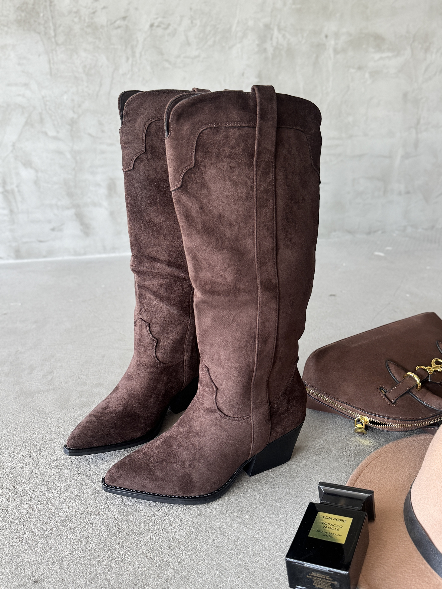 Сапоги казаки женские экозамша еврошерсть