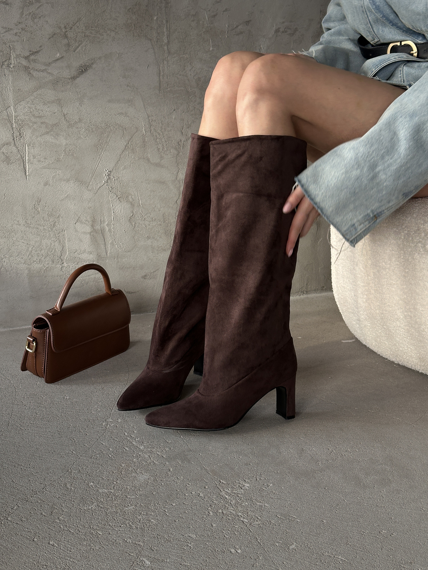 Сапоги женские экозамша