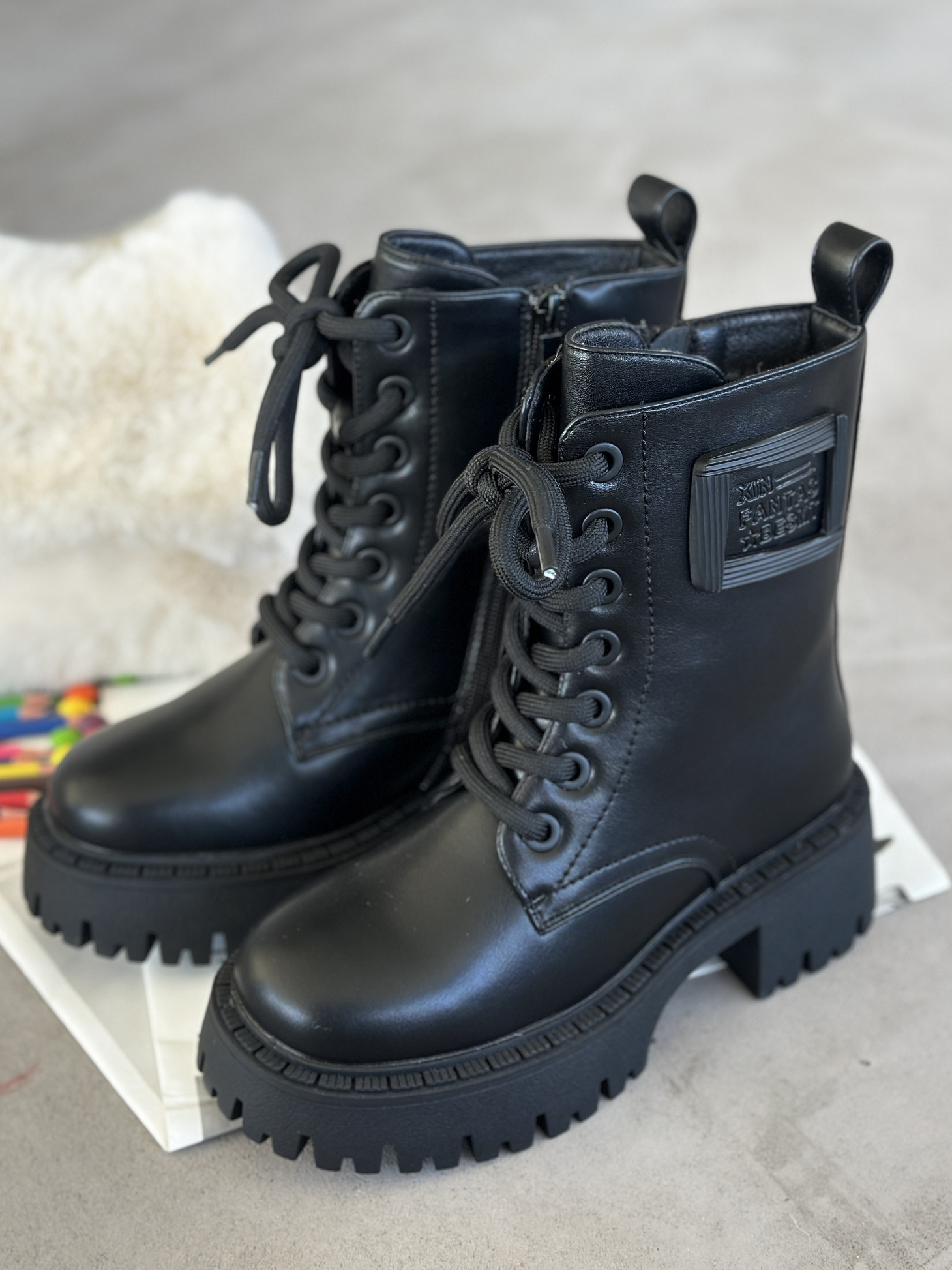 Ботинки детские экокожа шерсть