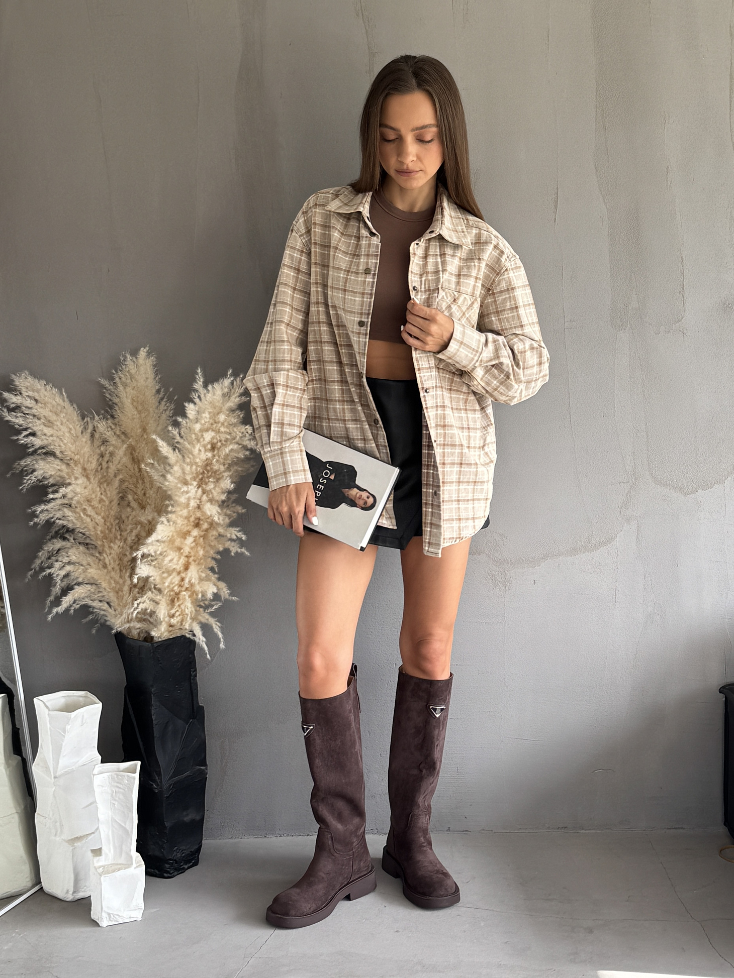 Сапоги женские экозамша еврошерсть