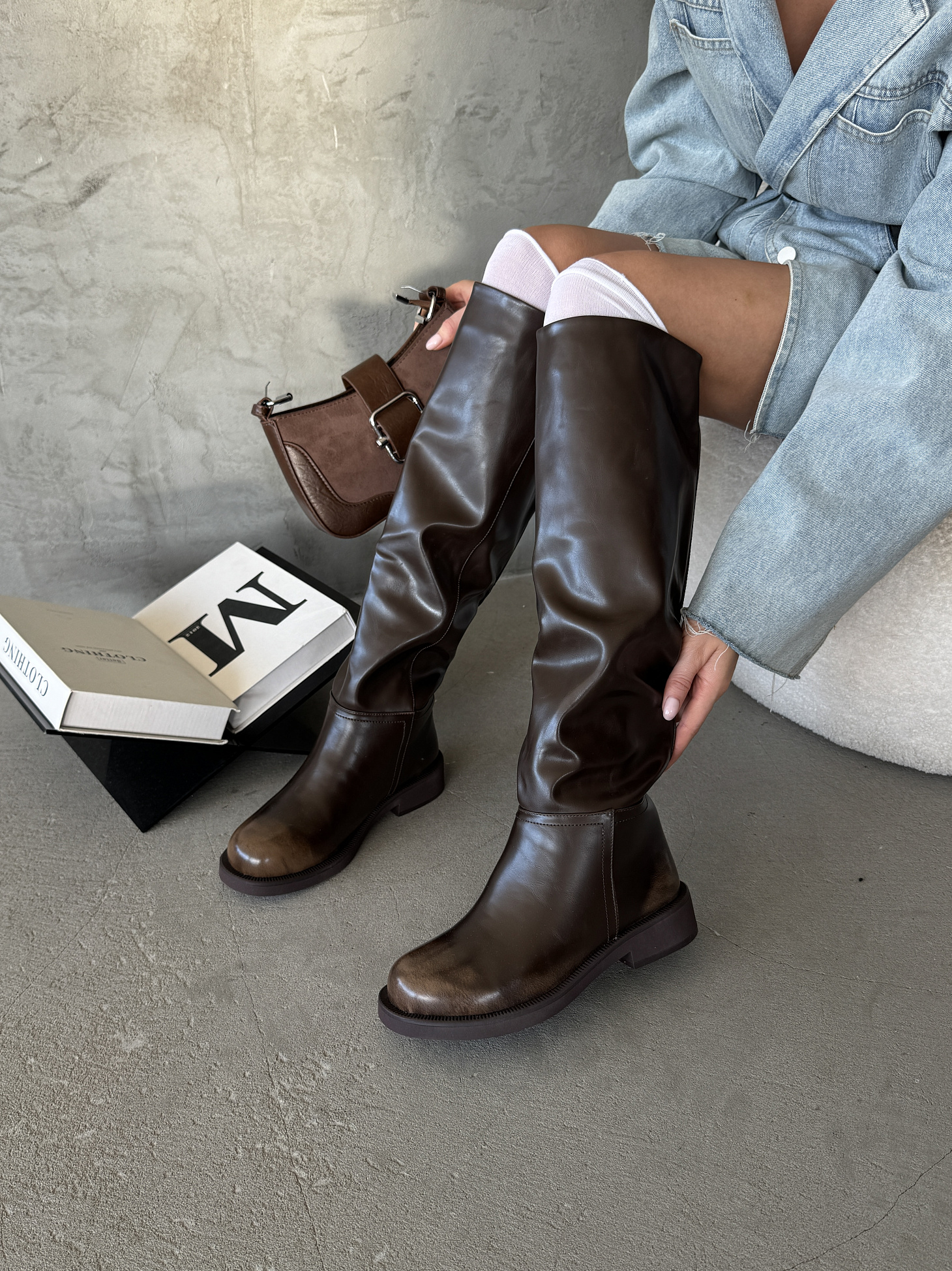 Сапоги женские экокожа шерсть