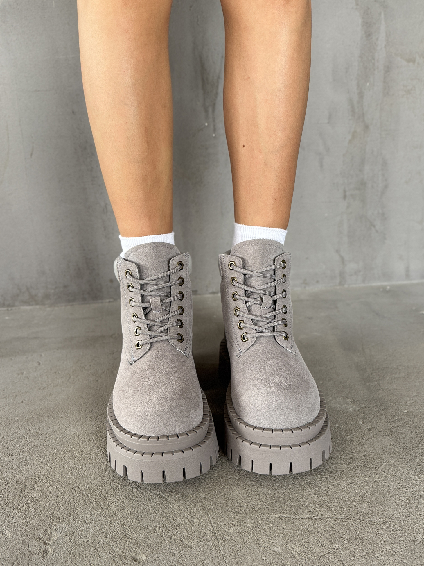 Ботинки женские натуральная замша шерсть