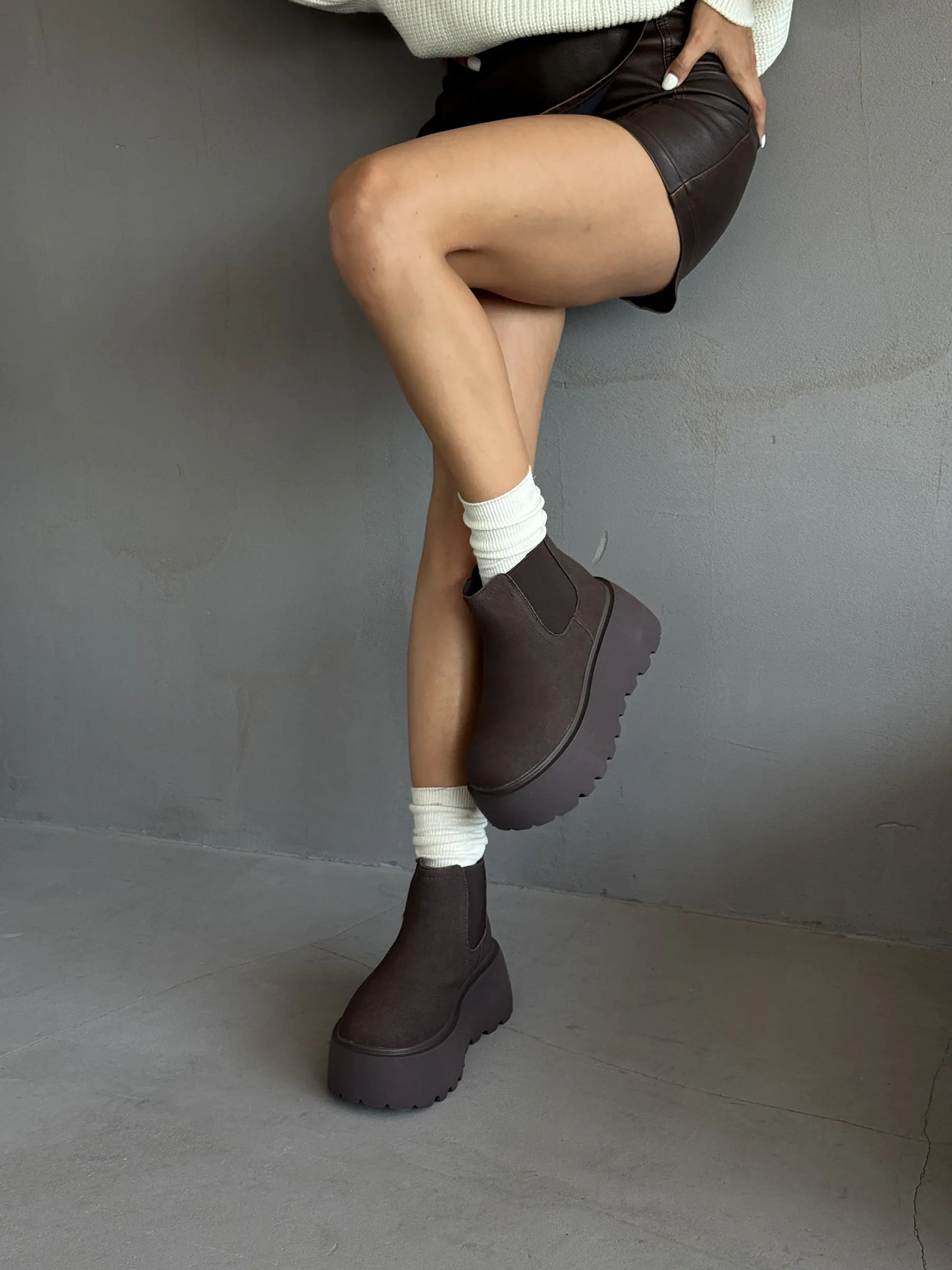 Ботинки женские текстиль шерсть