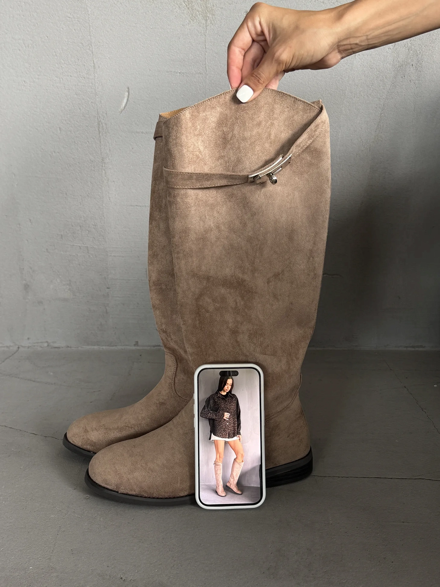 Сапоги женские экозамша