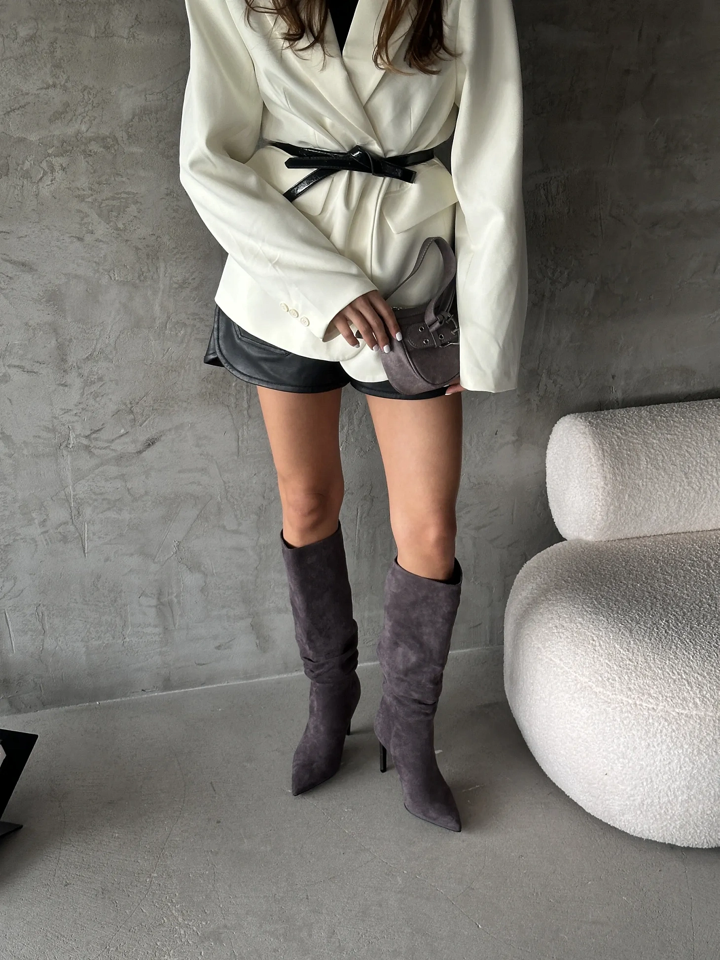 Сапоги женские экозамша