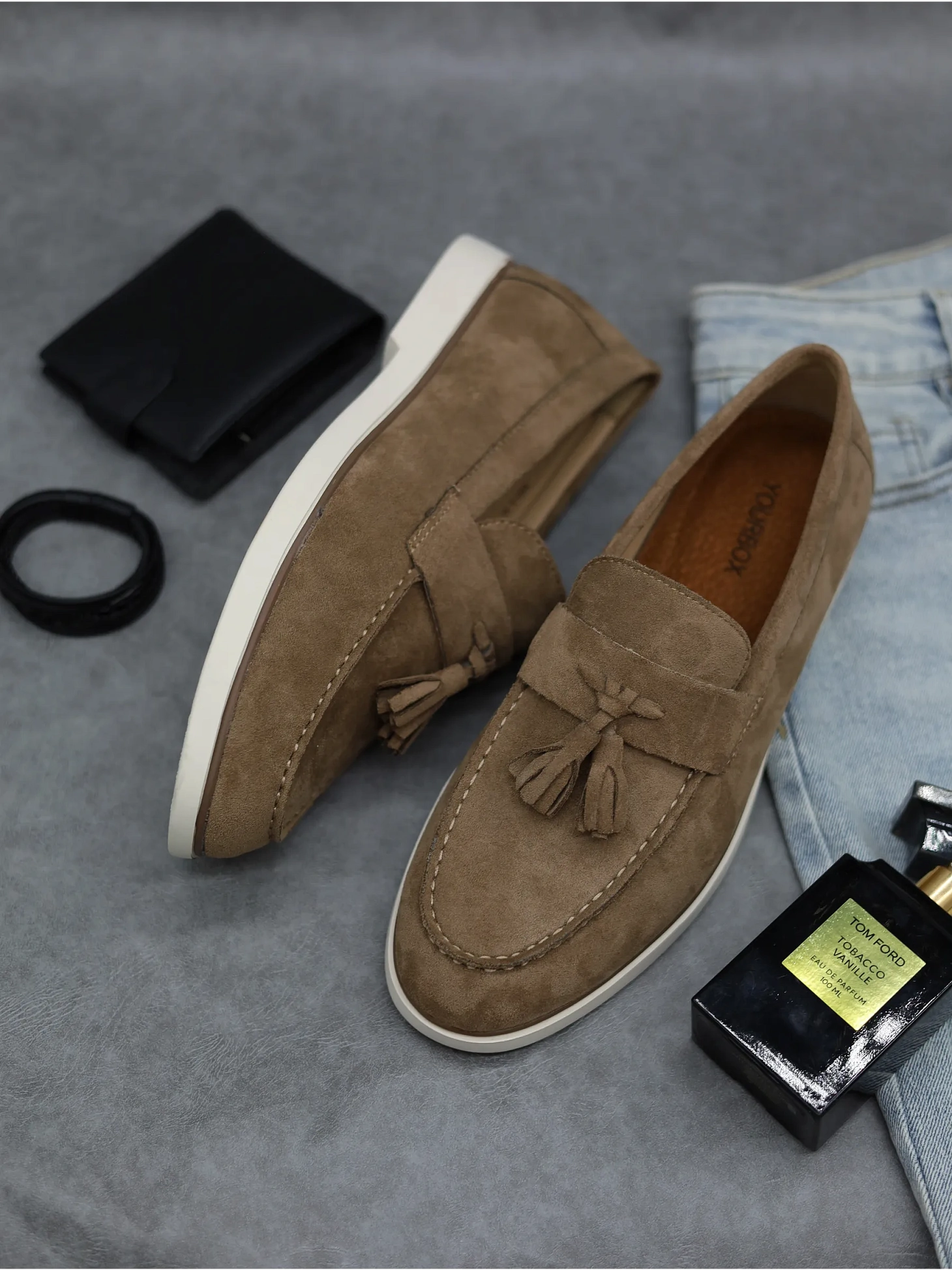 Замшевые лоферы мужские классические на платформе