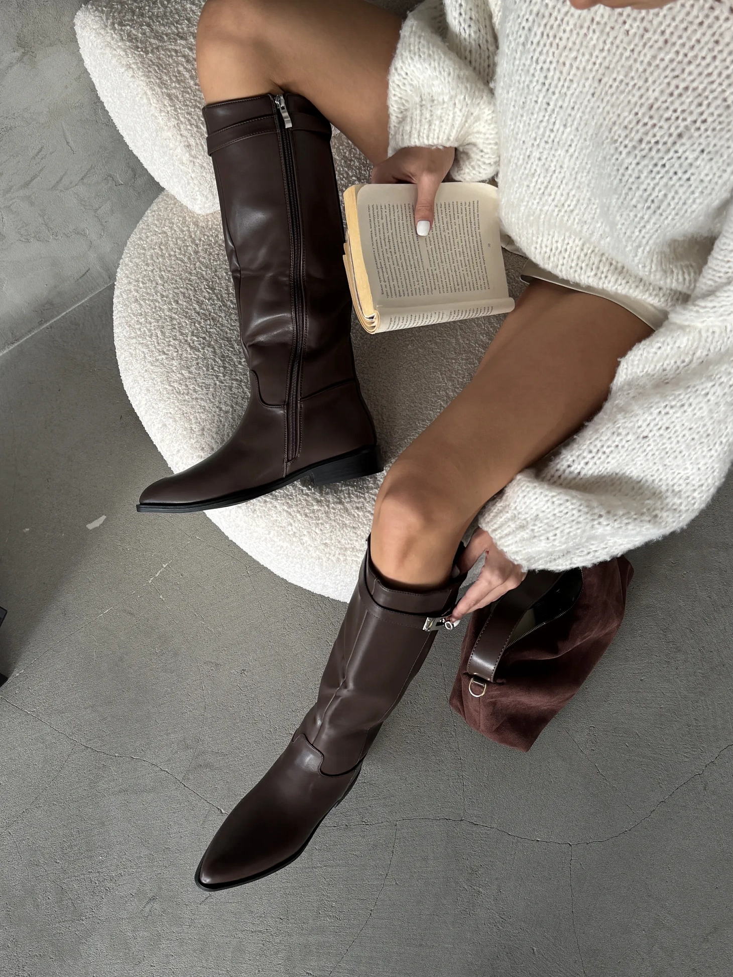 Сапоги женские экокожа шерсть