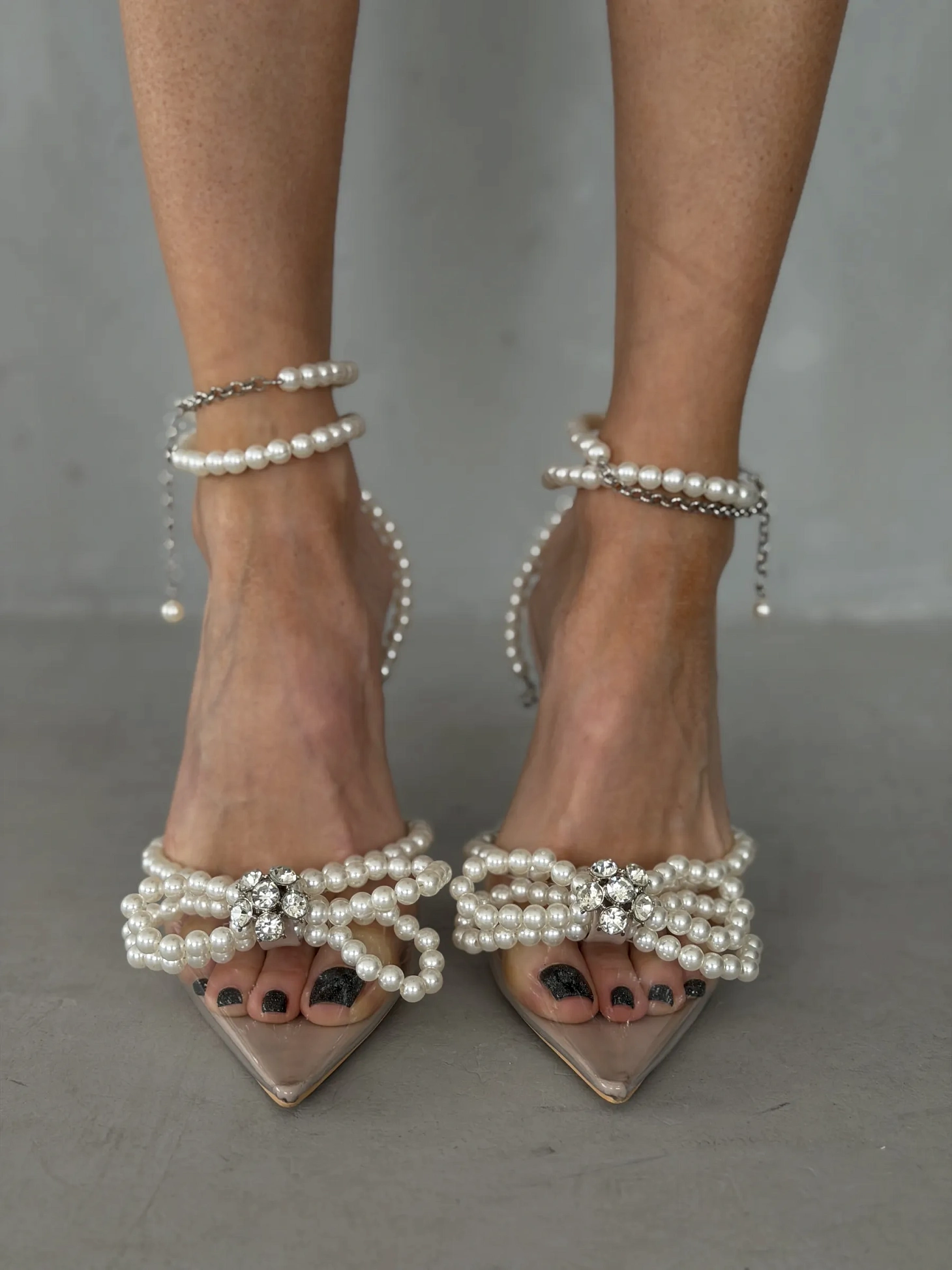 Туфли женские на каблуке с открытой пяткой вечерние