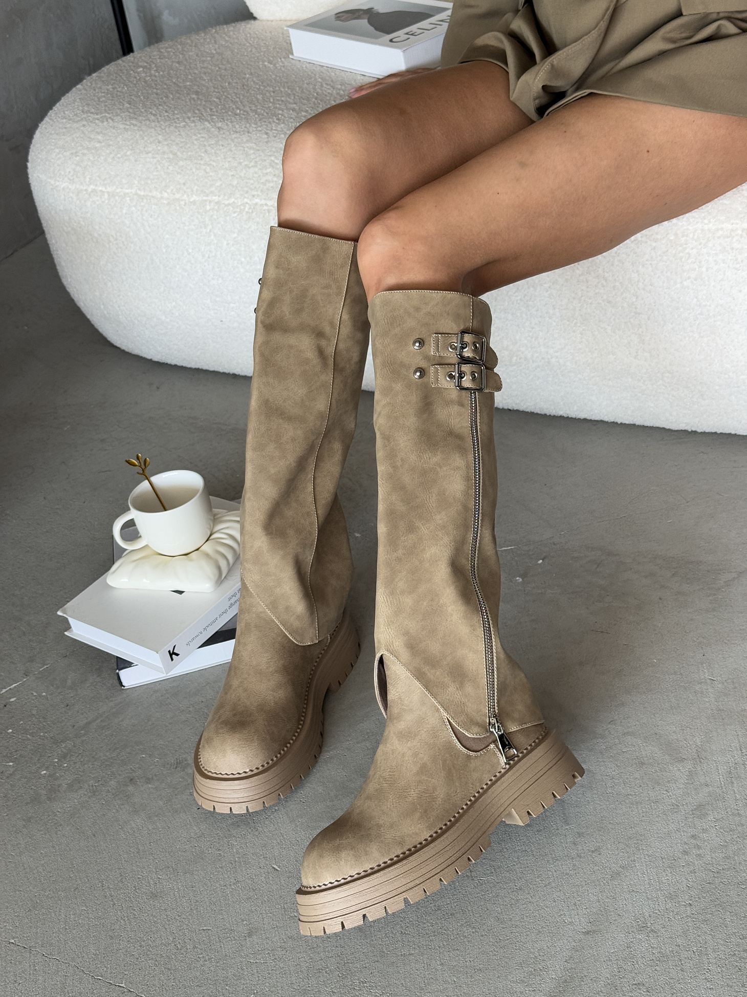 Сапоги женские экозамша