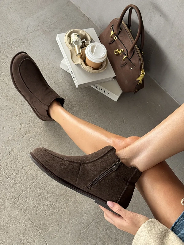 Ботинки женские натуральная замша шерсть